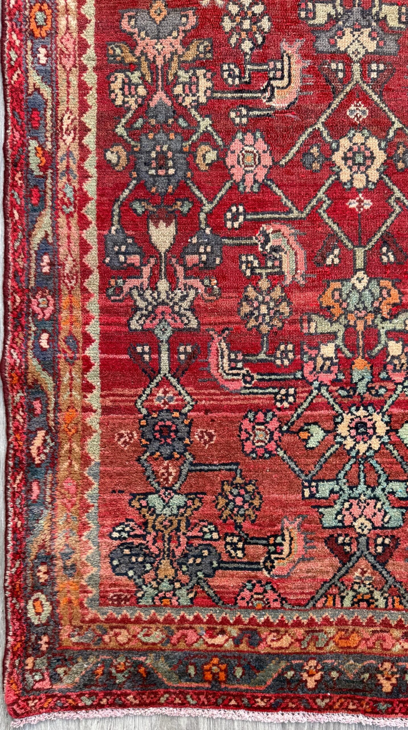 3.5×7 Vintage Tribal Runner Rug, Hand Knotted Wool Area Rug