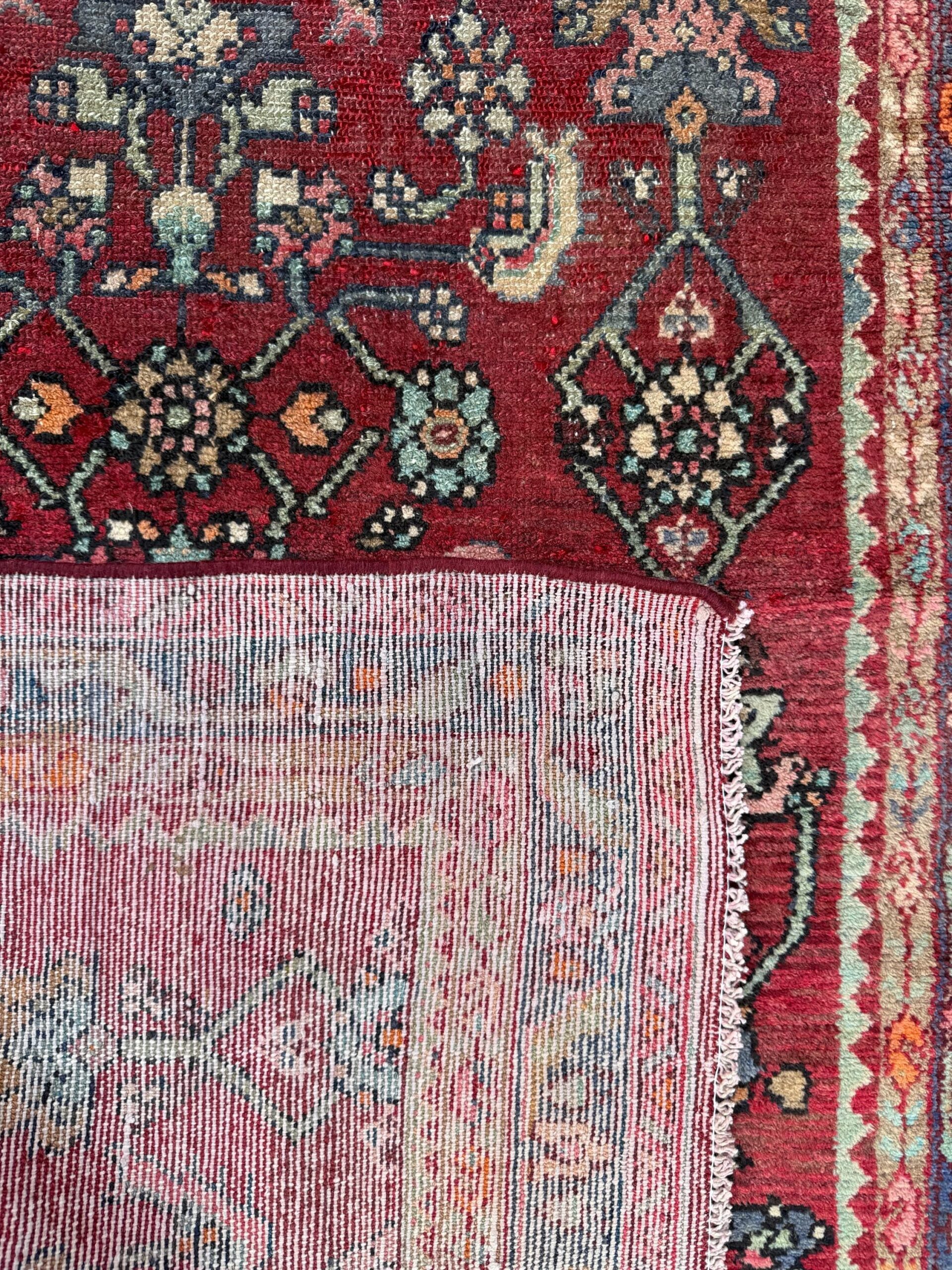3.5×7 Vintage Tribal Runner Rug, Hand Knotted Wool Area Rug