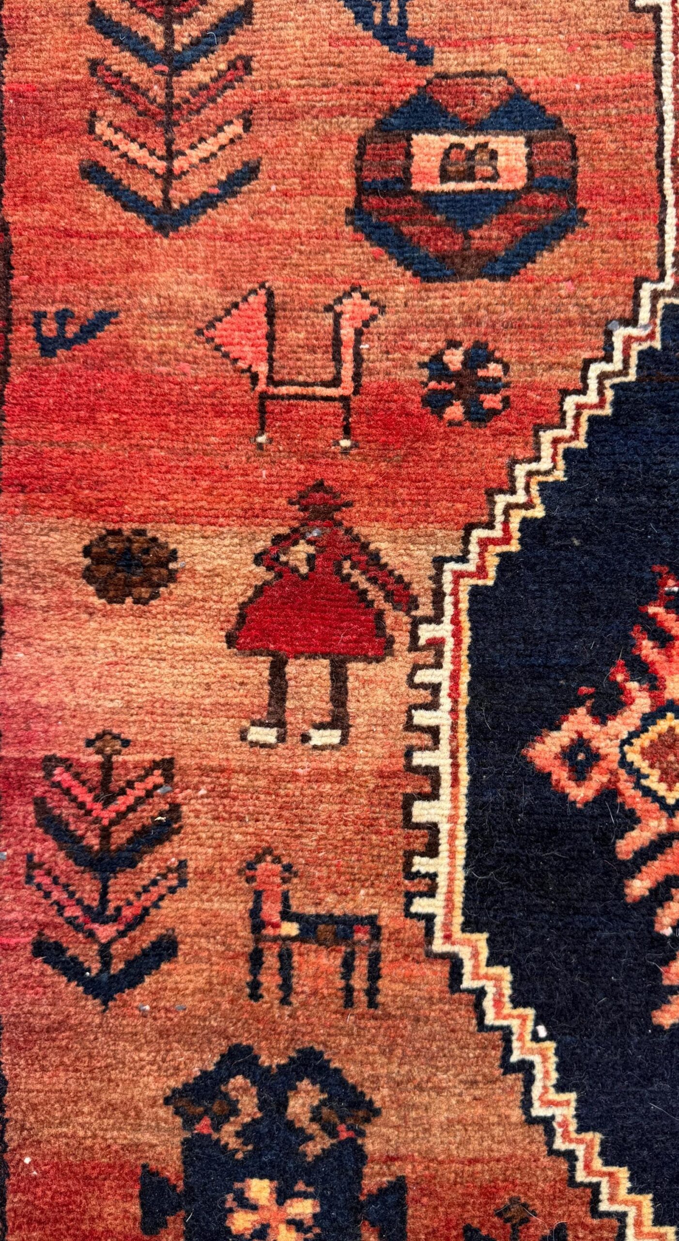 4×7 Vintage Anatolian Rug, Hand Knotted Turkish Geometric Wool Carpet