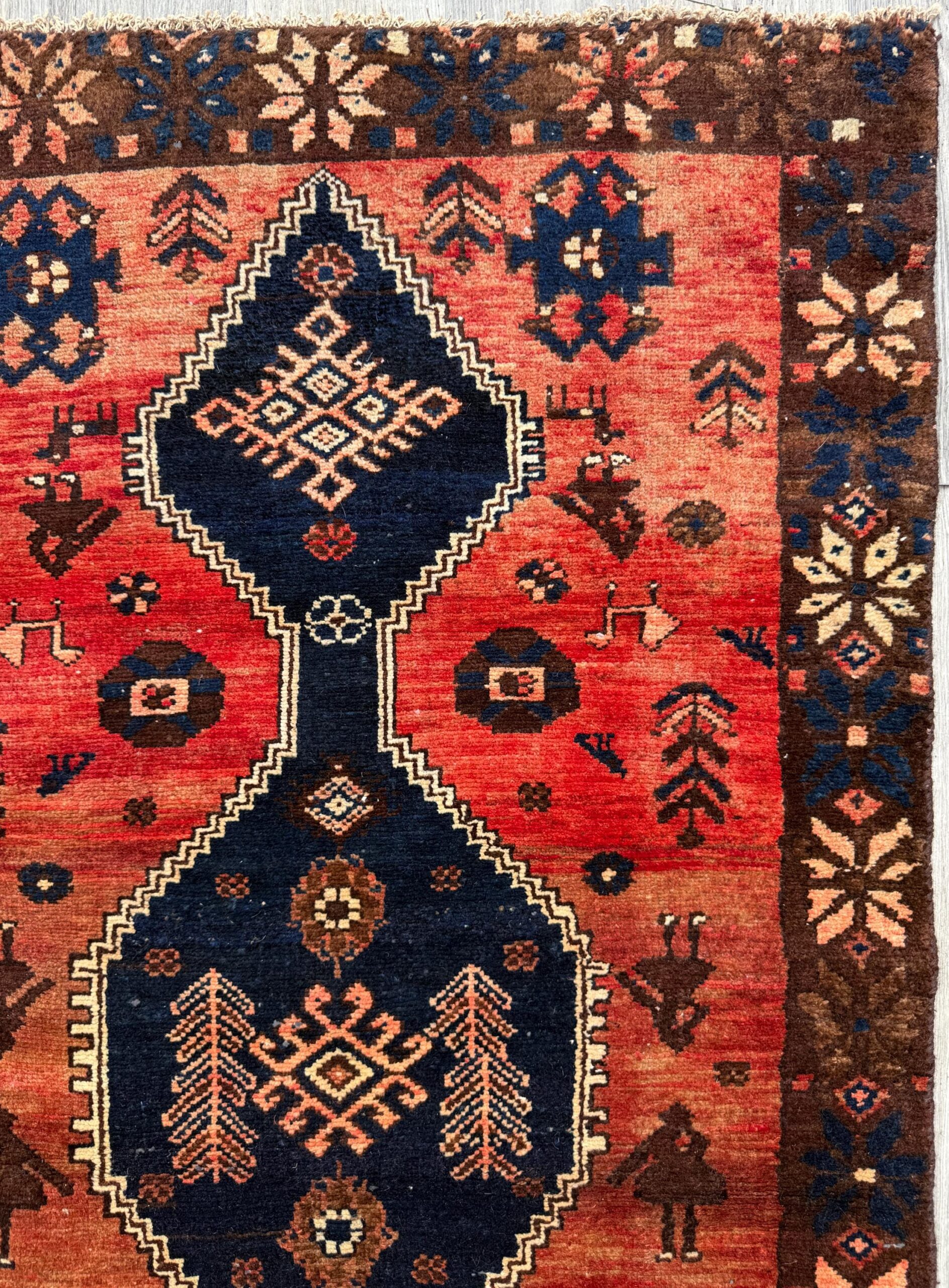 4×7 Vintage Anatolian Rug, Hand Knotted Turkish Geometric Wool Carpet