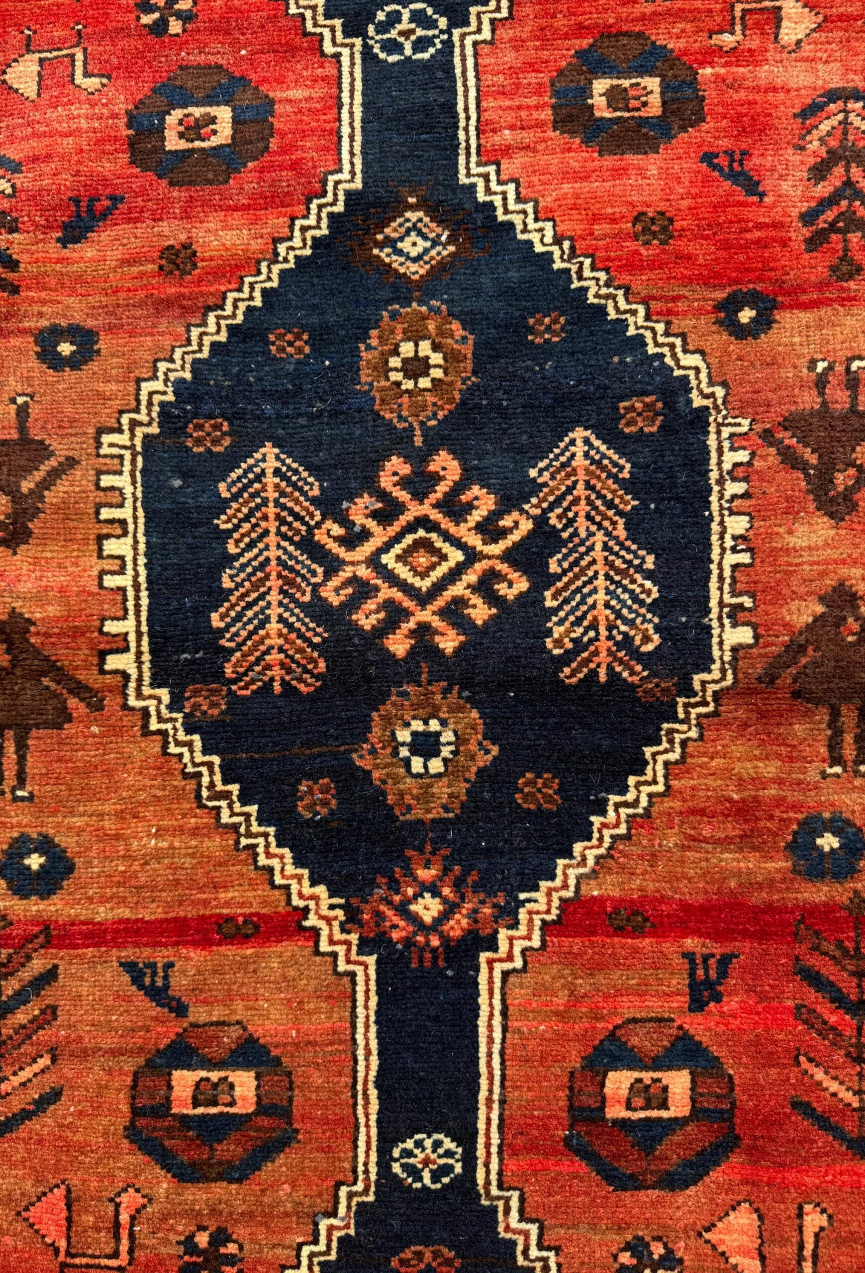 4×7 Vintage Anatolian Rug, Hand Knotted Turkish Geometric Wool Carpet