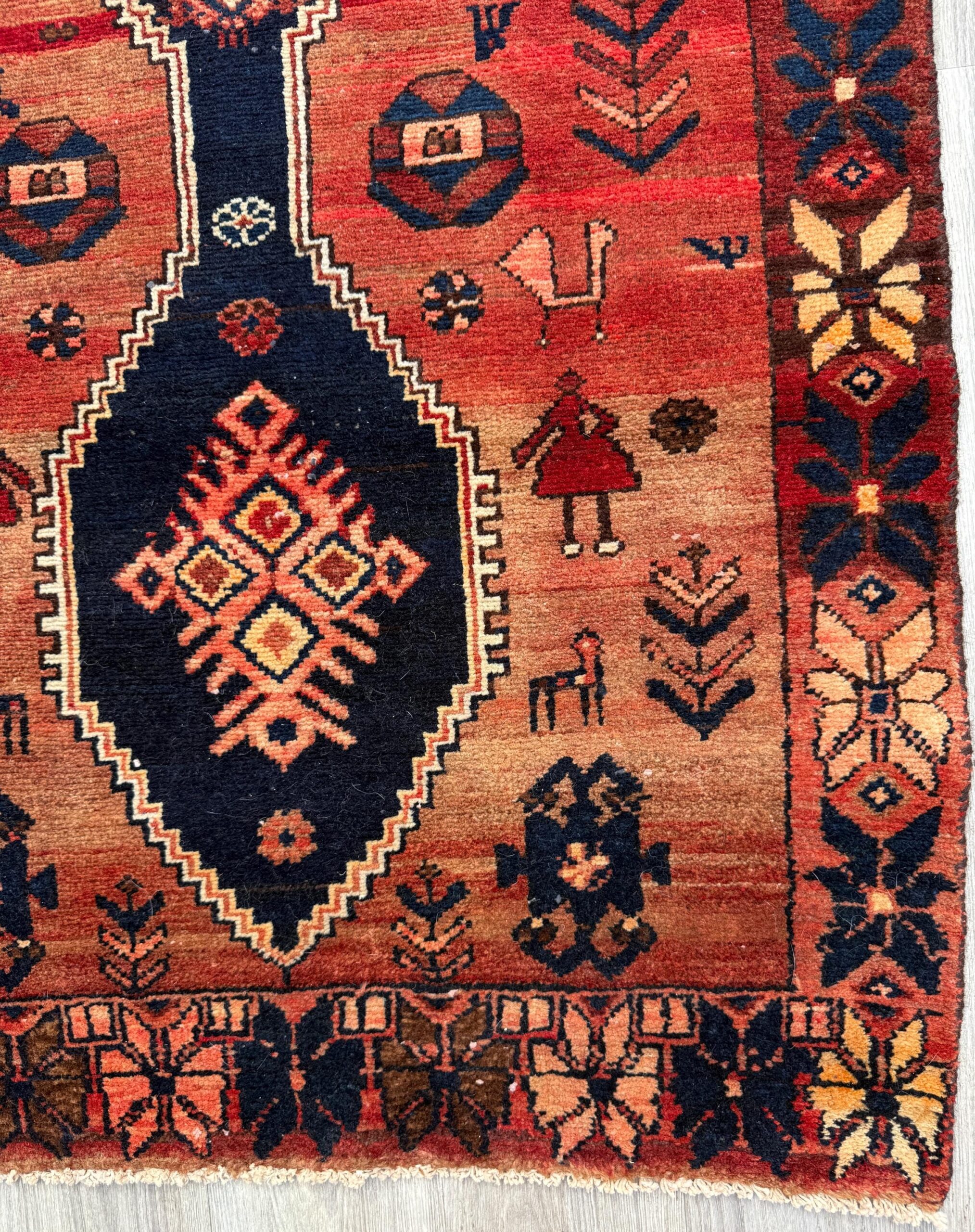 4×7 Vintage Anatolian Rug, Hand Knotted Turkish Geometric Wool Carpet
