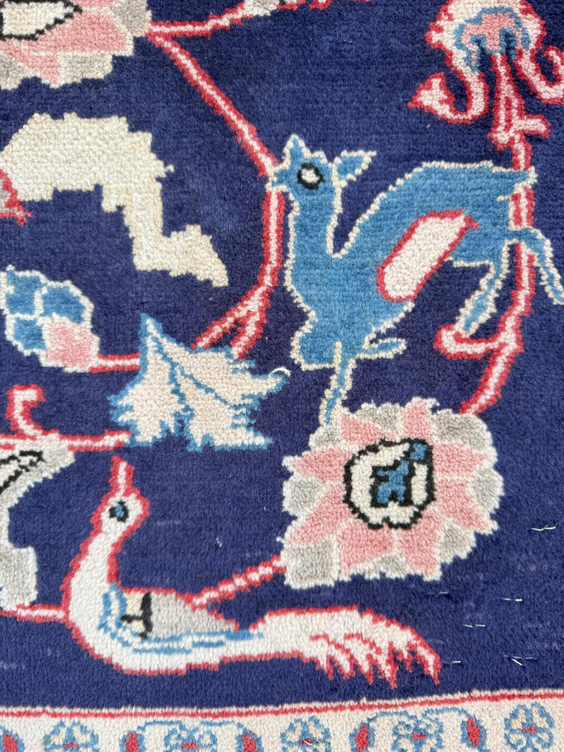Vintage Turkish Pictorial Tree of Life Rug 3×6 ft Hand Knotted Wool Anatolian Bohemian Area Rug 1970s