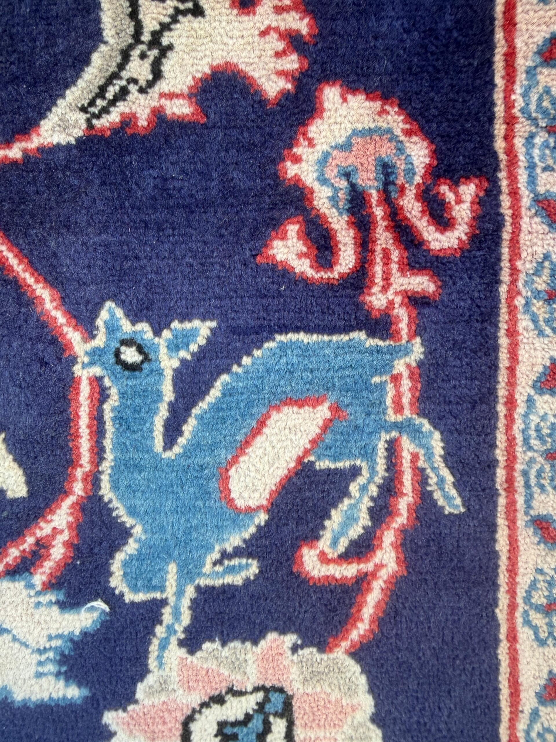Vintage Turkish Pictorial Tree of Life Rug 3×6 ft Hand Knotted Wool Anatolian Bohemian Area Rug 1970s
