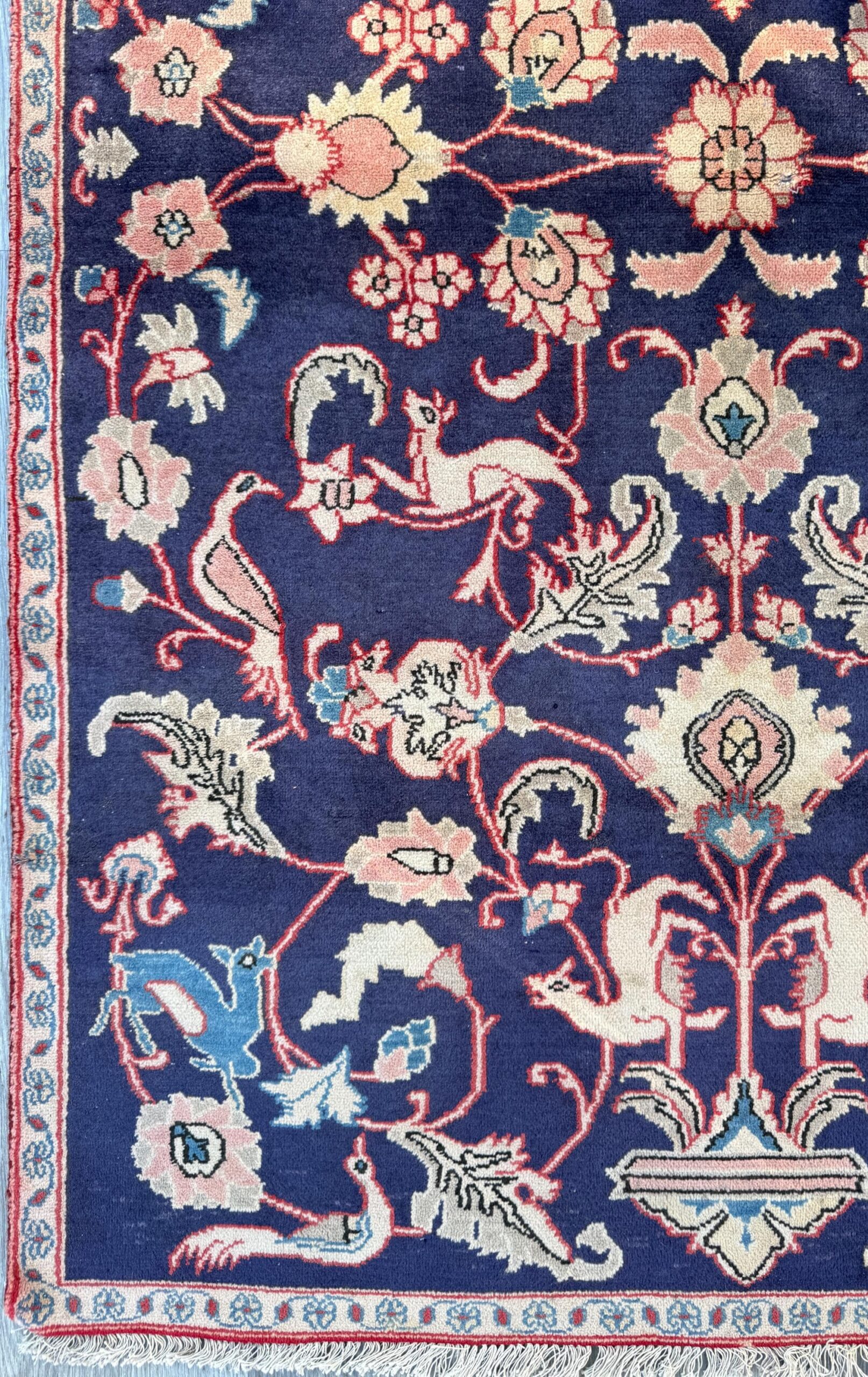 Vintage Turkish Pictorial Tree of Life Rug 3×6 ft Hand Knotted Wool Anatolian Bohemian Area Rug 1970s