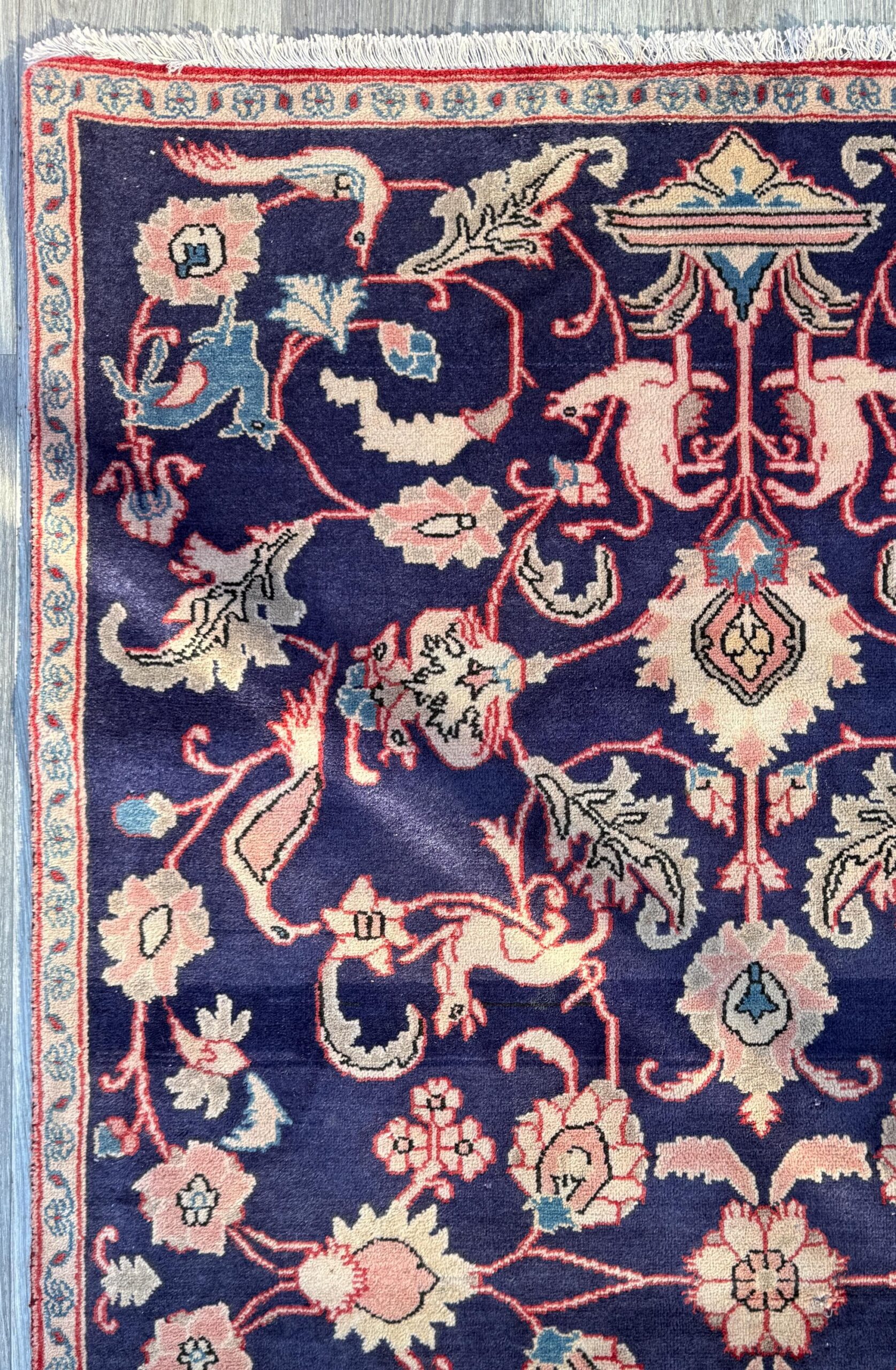 Vintage Turkish Pictorial Tree of Life Rug 3×6 ft Hand Knotted Wool Anatolian Bohemian Area Rug 1970s
