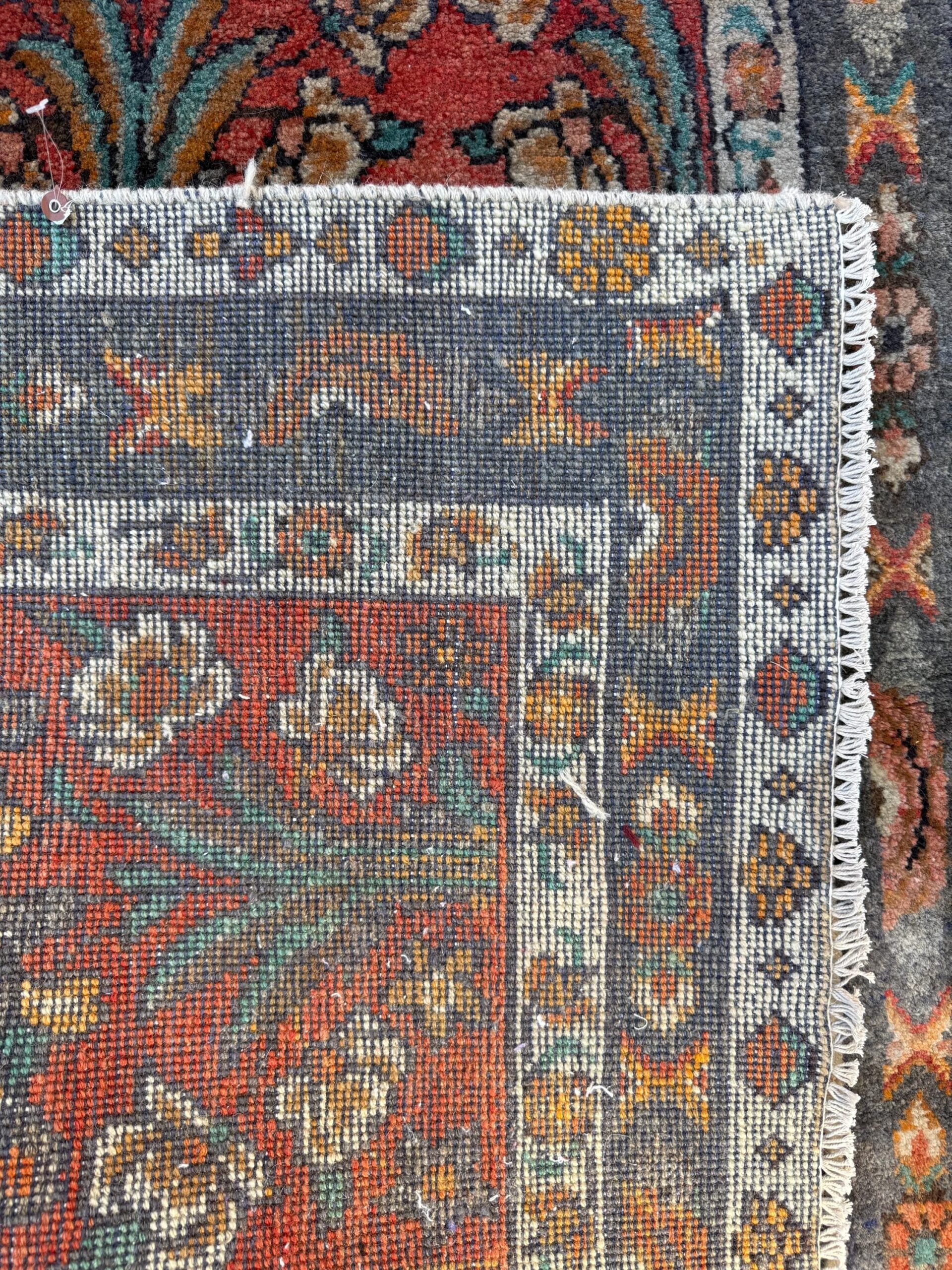 Vintage Turkish Rug 4×6 ft, Hand-Knotted Wool Floral Area Rug, Signed