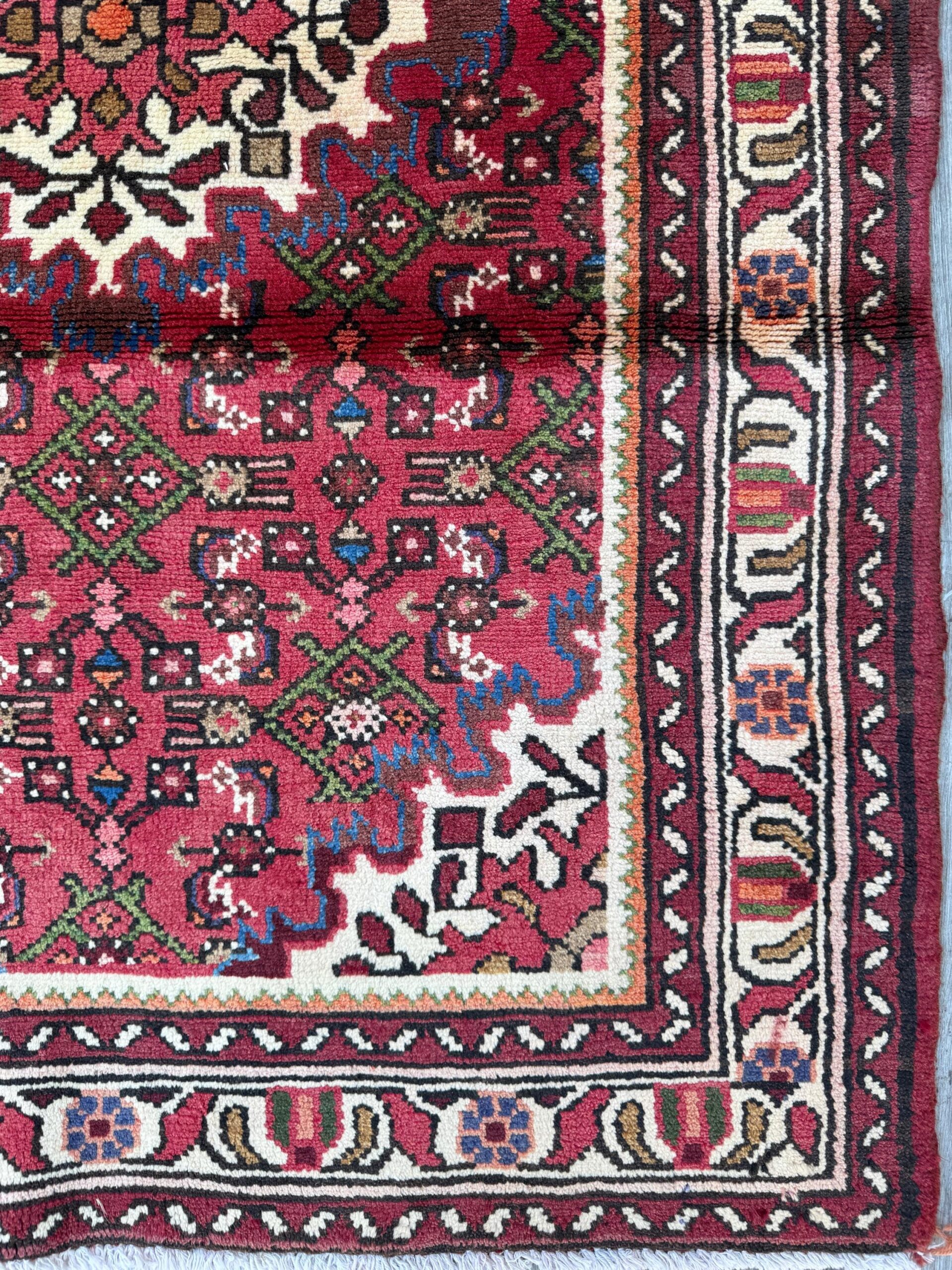 Vintage Turkish Rug 3×5 ft Hand Knotted Wool Anatolian Geometric Tribal Area Rug 1980s