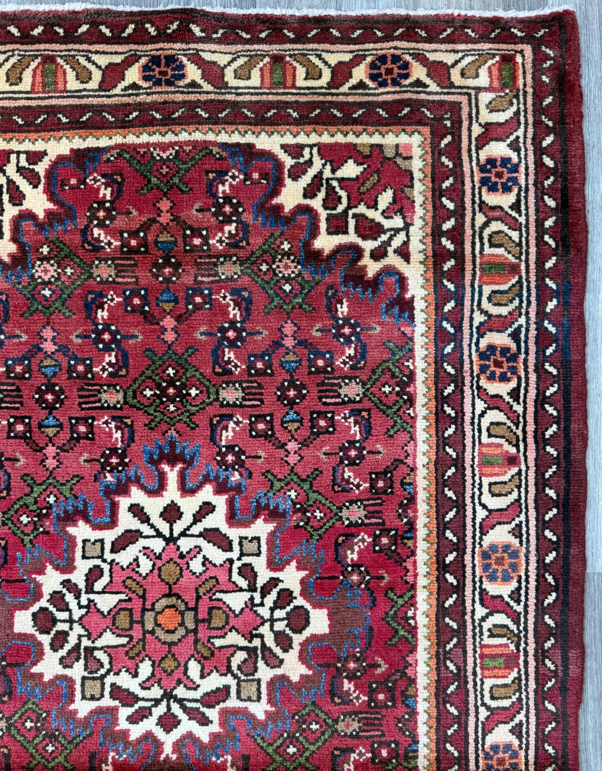 Vintage Turkish Rug 3×5 ft Hand Knotted Wool Anatolian Geometric Tribal Area Rug 1980s