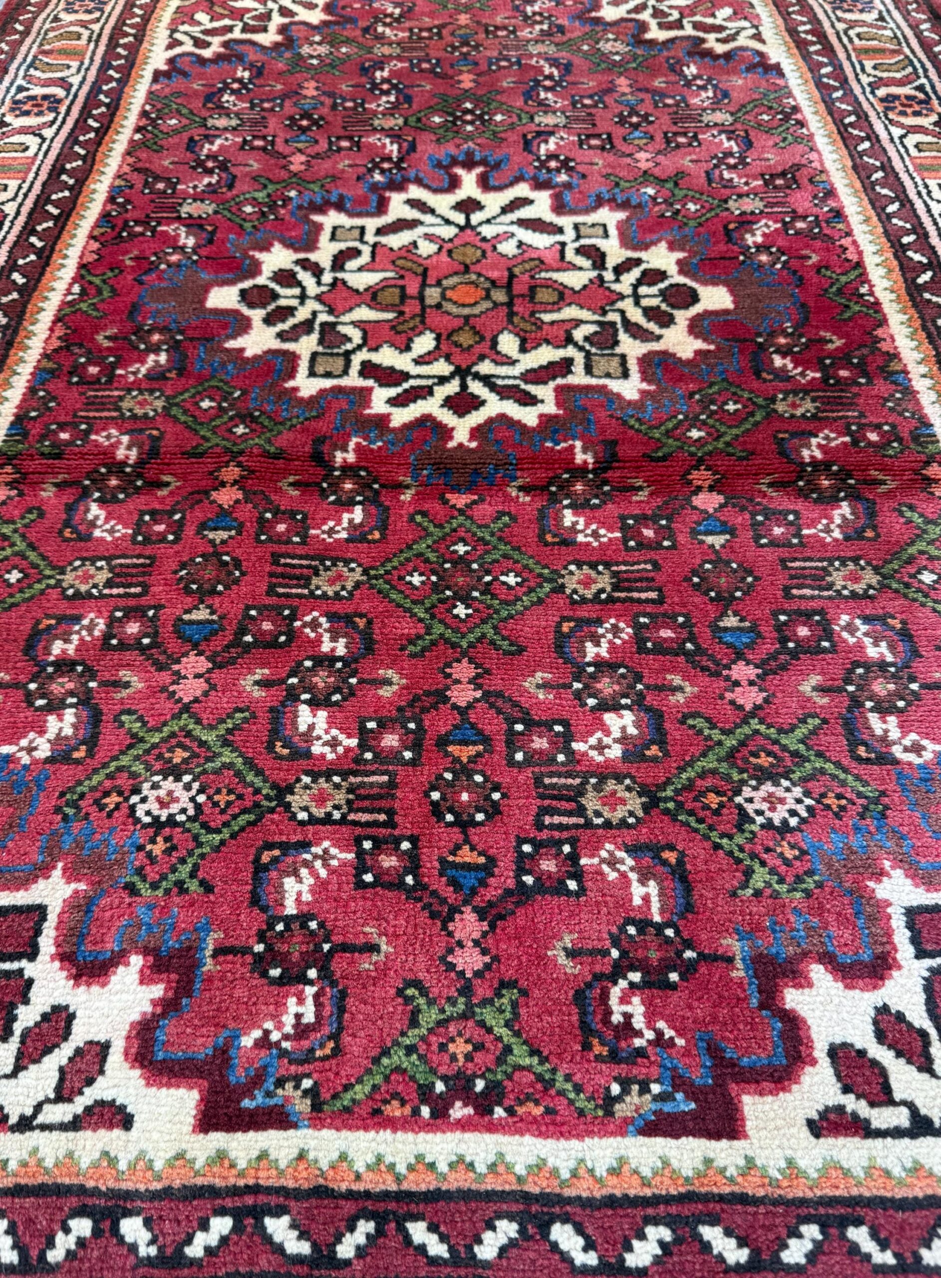 Vintage Turkish Rug 3×5 ft Hand Knotted Wool Anatolian Geometric Tribal Area Rug 1980s