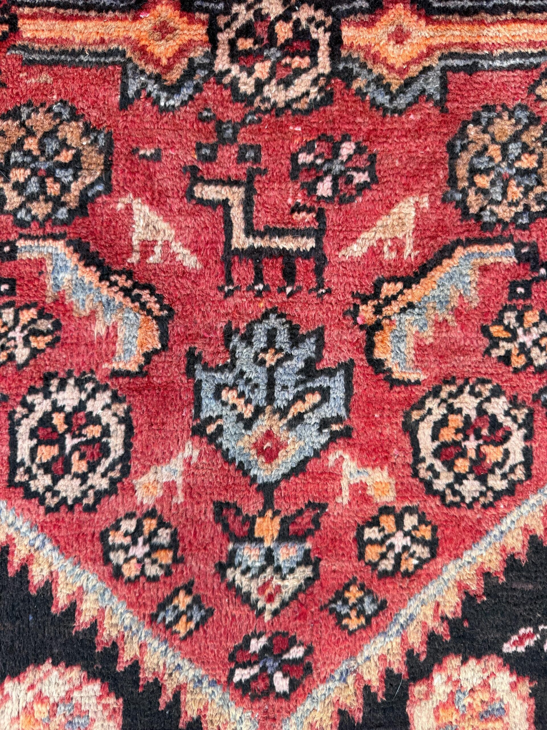 4×7 Vintage Anatolian Rug, Hand Knotted Turkish Geometric Wool