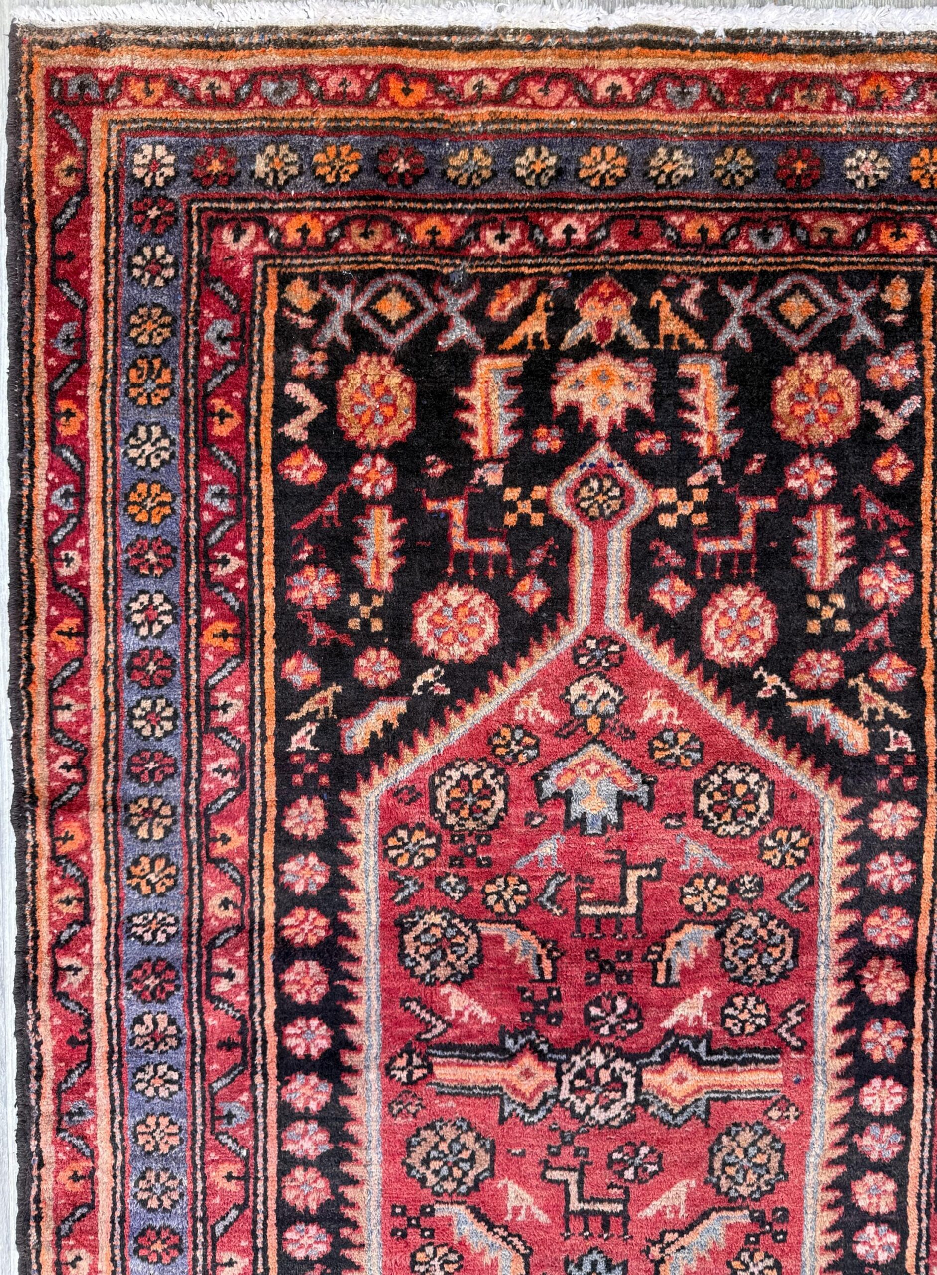 4×7 Vintage Anatolian Rug, Hand Knotted Turkish Geometric Wool