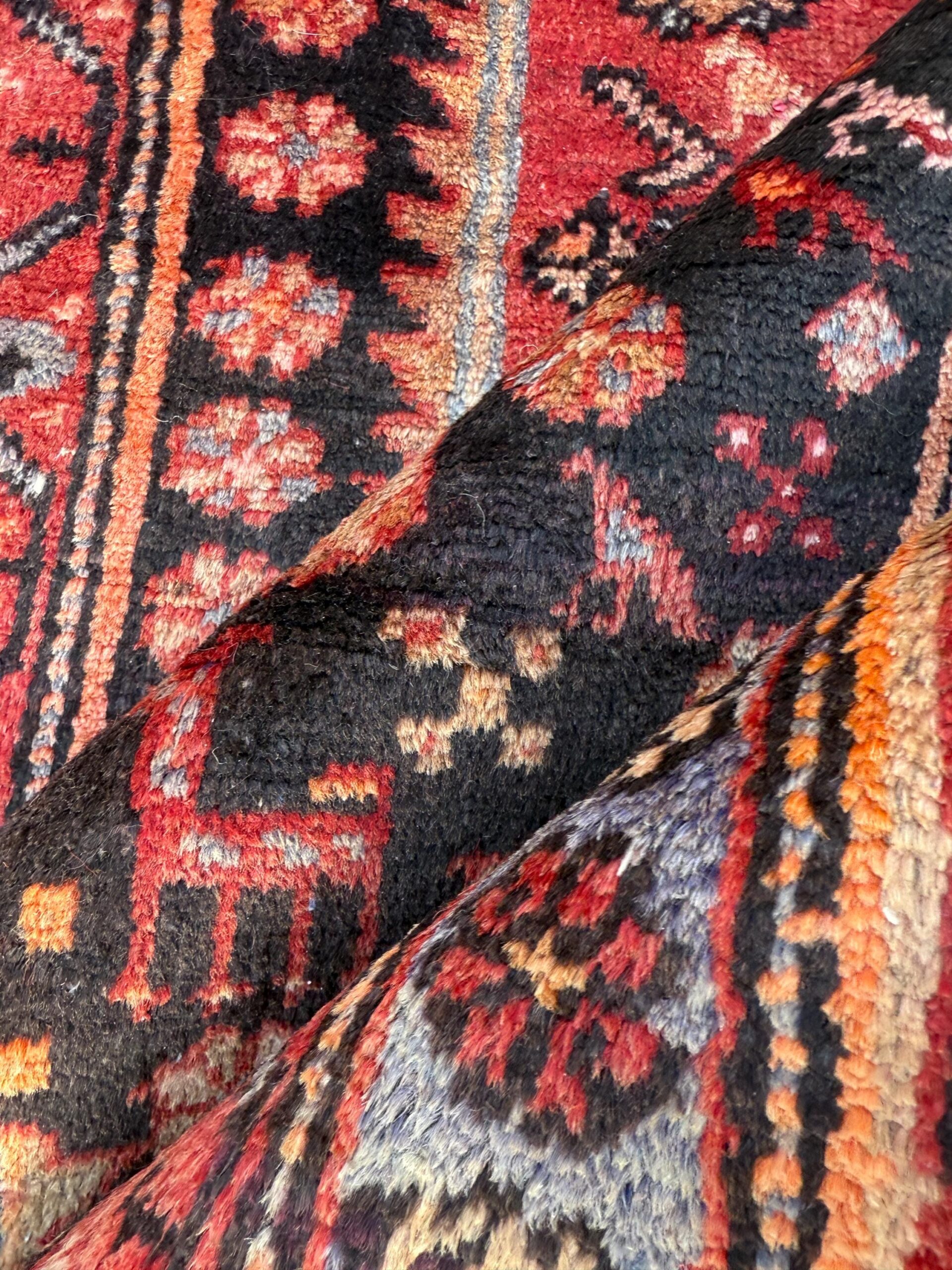 4×7 Vintage Anatolian Rug, Hand Knotted Turkish Geometric Wool