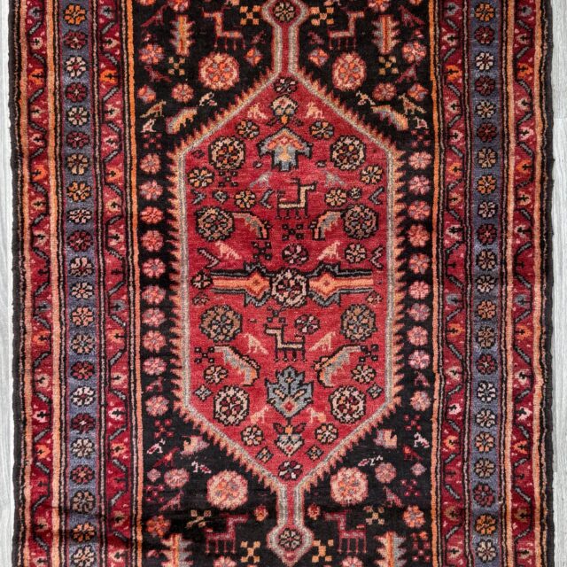4×7 Vintage Anatolian Rug, Hand Knotted Turkish Geometric Wool