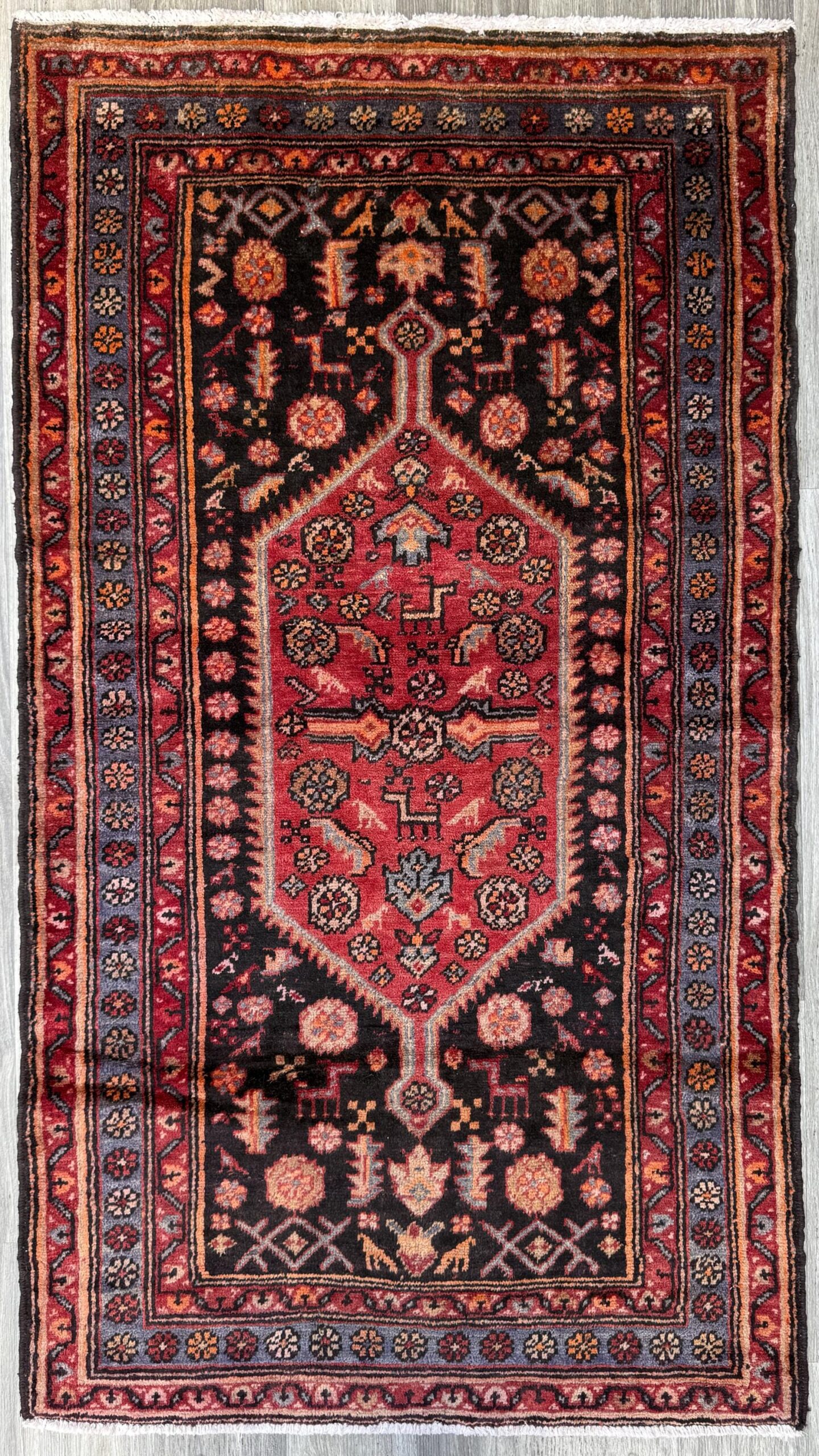 4×7 Vintage Anatolian Rug, Hand Knotted Turkish Geometric Wool