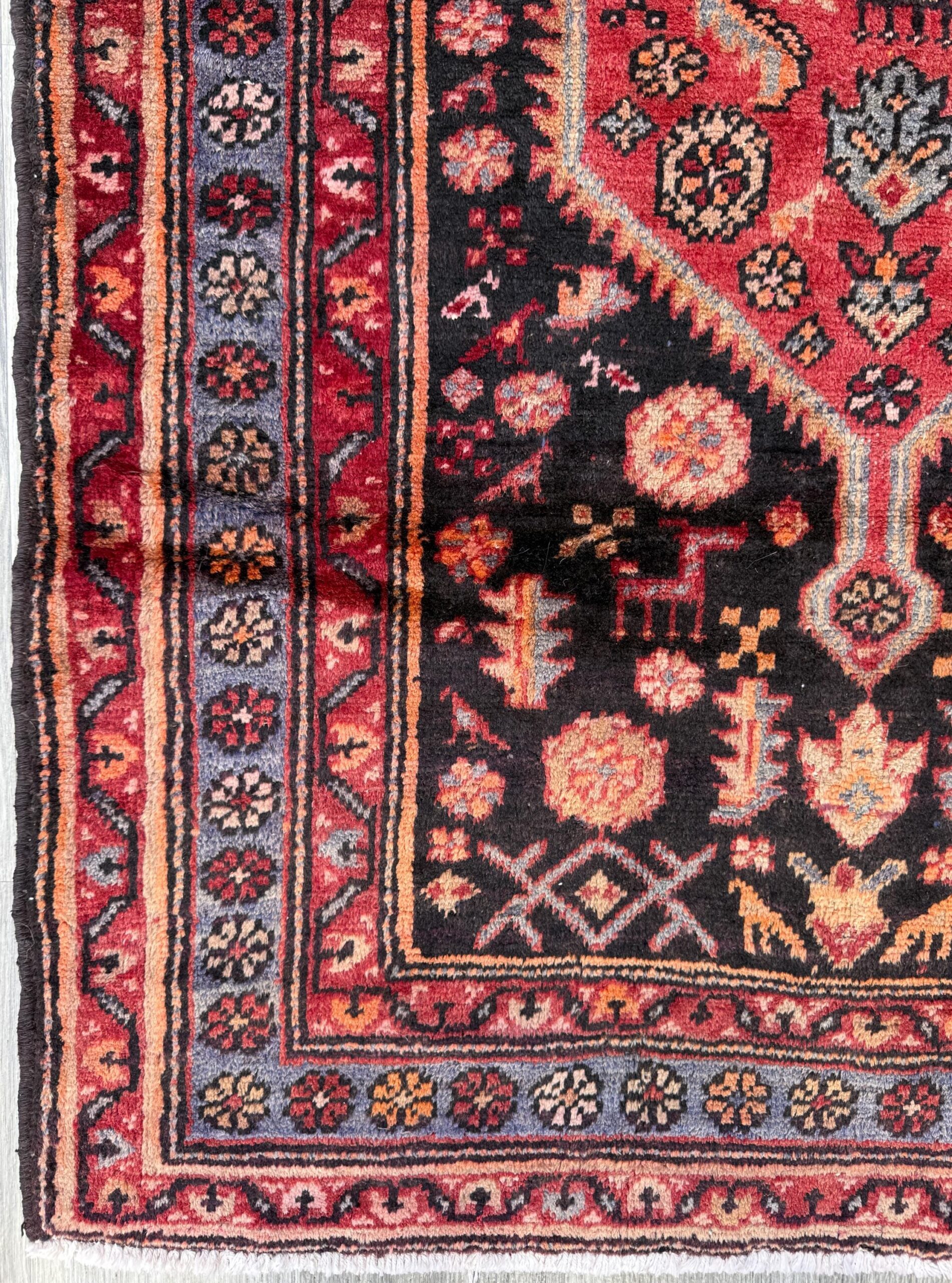 4×7 Vintage Anatolian Rug, Hand Knotted Turkish Geometric Wool