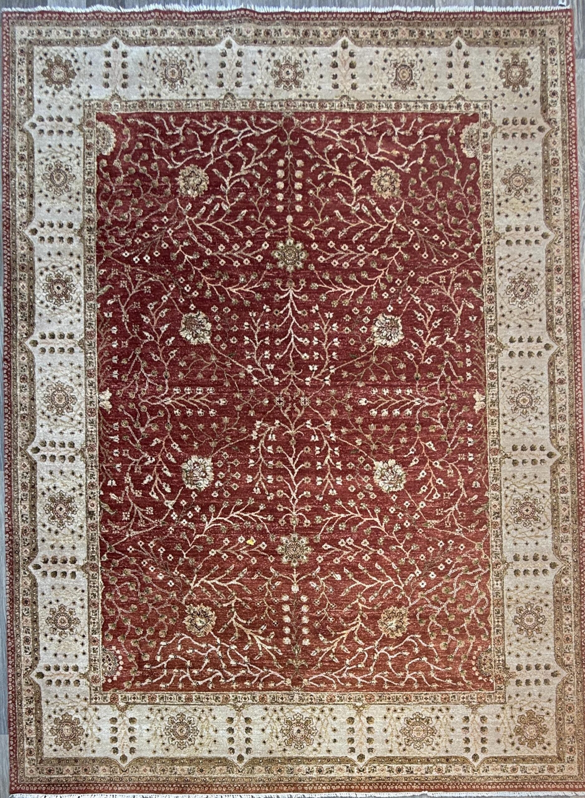 Vintage Oushak Rug 8×11 ft Hand Knotted Wool Large Turkish Area Rug 1980s