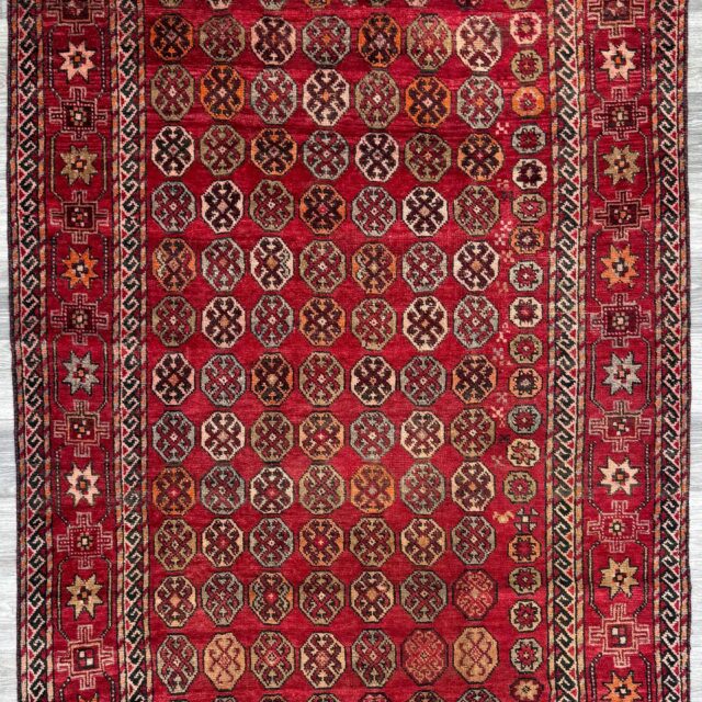 5×9 Vintage Afghan Wool Rug, Hand Knotted Turkmen Style