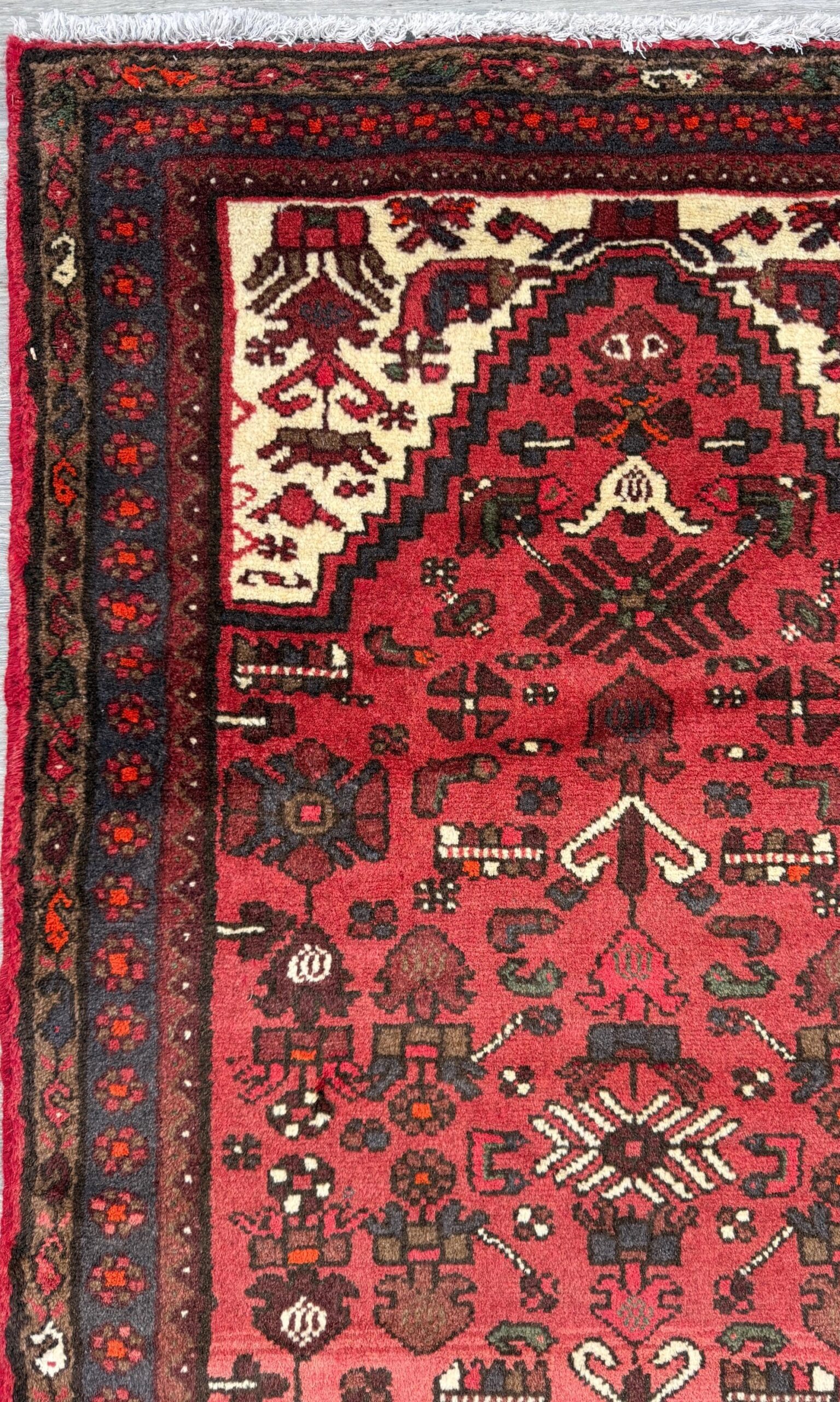 Vintage Turkish Anatolian Rug 3×5 ft Hand Knotted Wool Tribal Geometric Rug 1960s