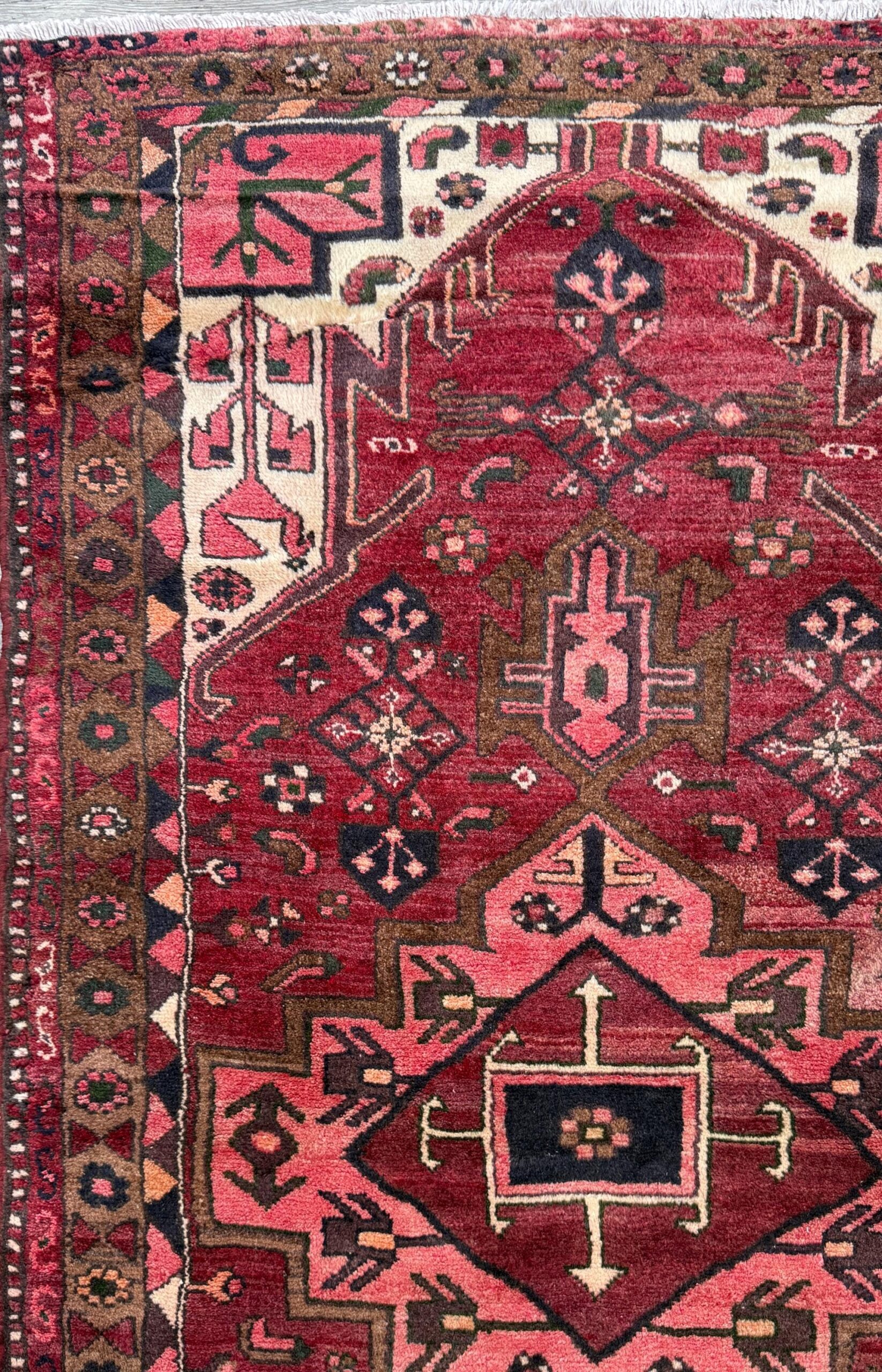 Vintage Turkish Rug 3.3×6.7 ft Hand Knotted Anatolian Tribal Geometric Rug 1960s