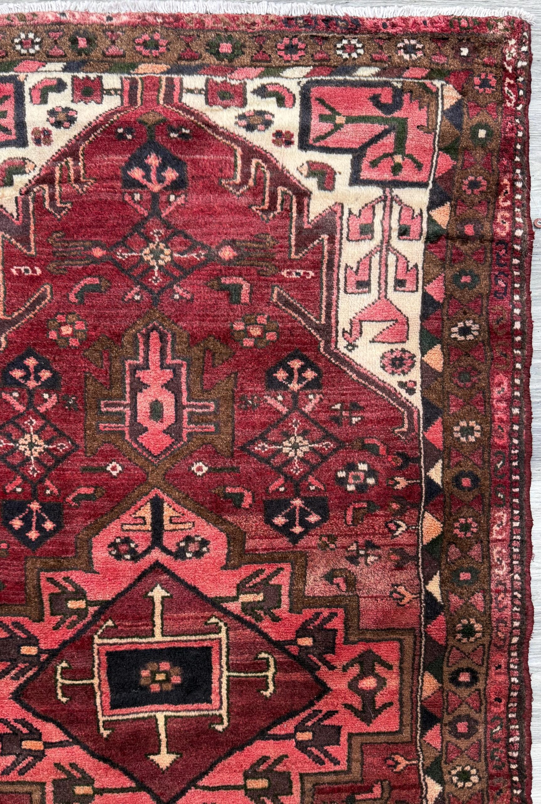 Vintage Turkish Rug 3.3×6.7 ft Hand Knotted Anatolian Tribal Geometric Rug 1960s