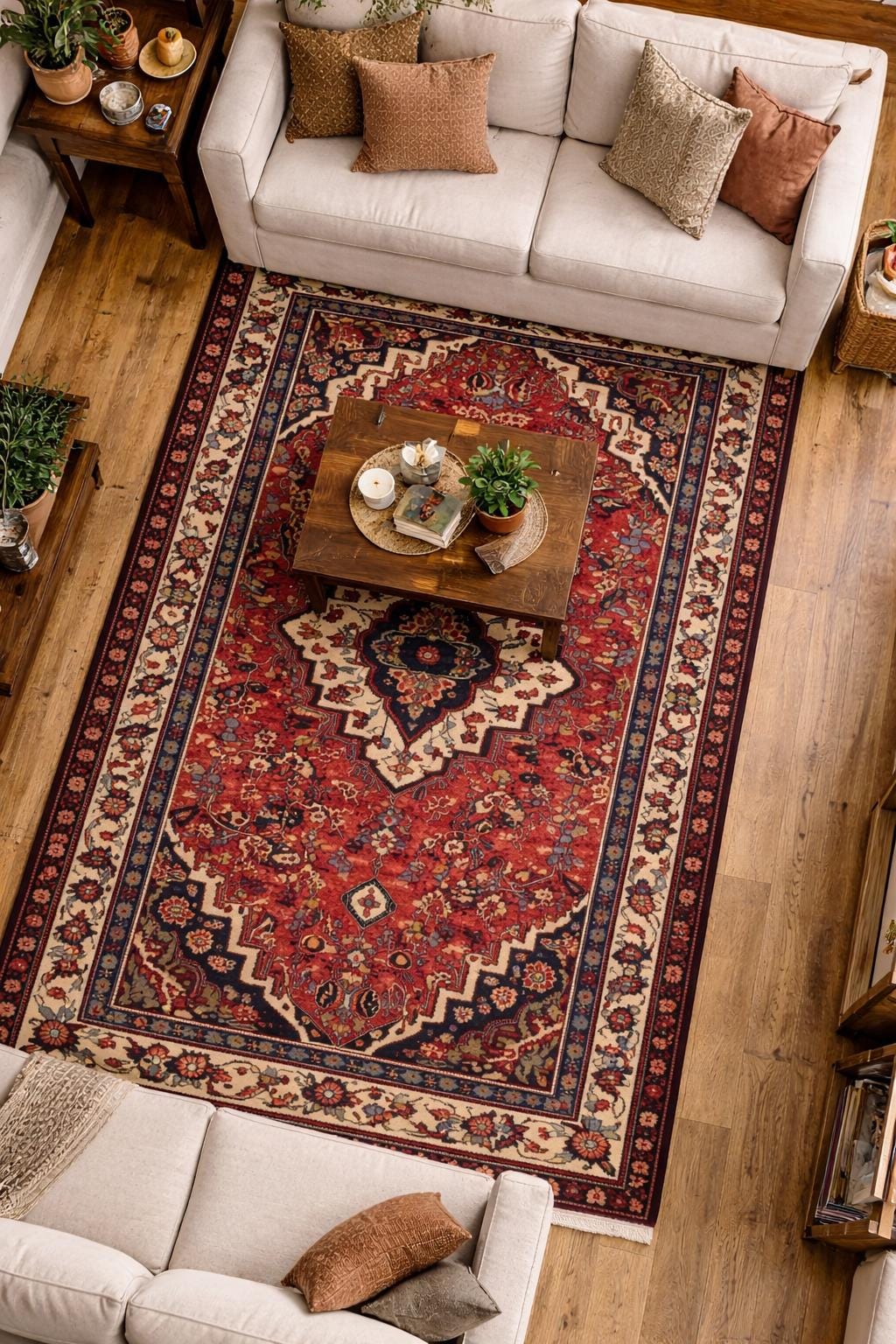Vintage Turkish Rug 3.7×7.2 ft Hand Knotted Anatolian Tribal Geometric Runner 1960s