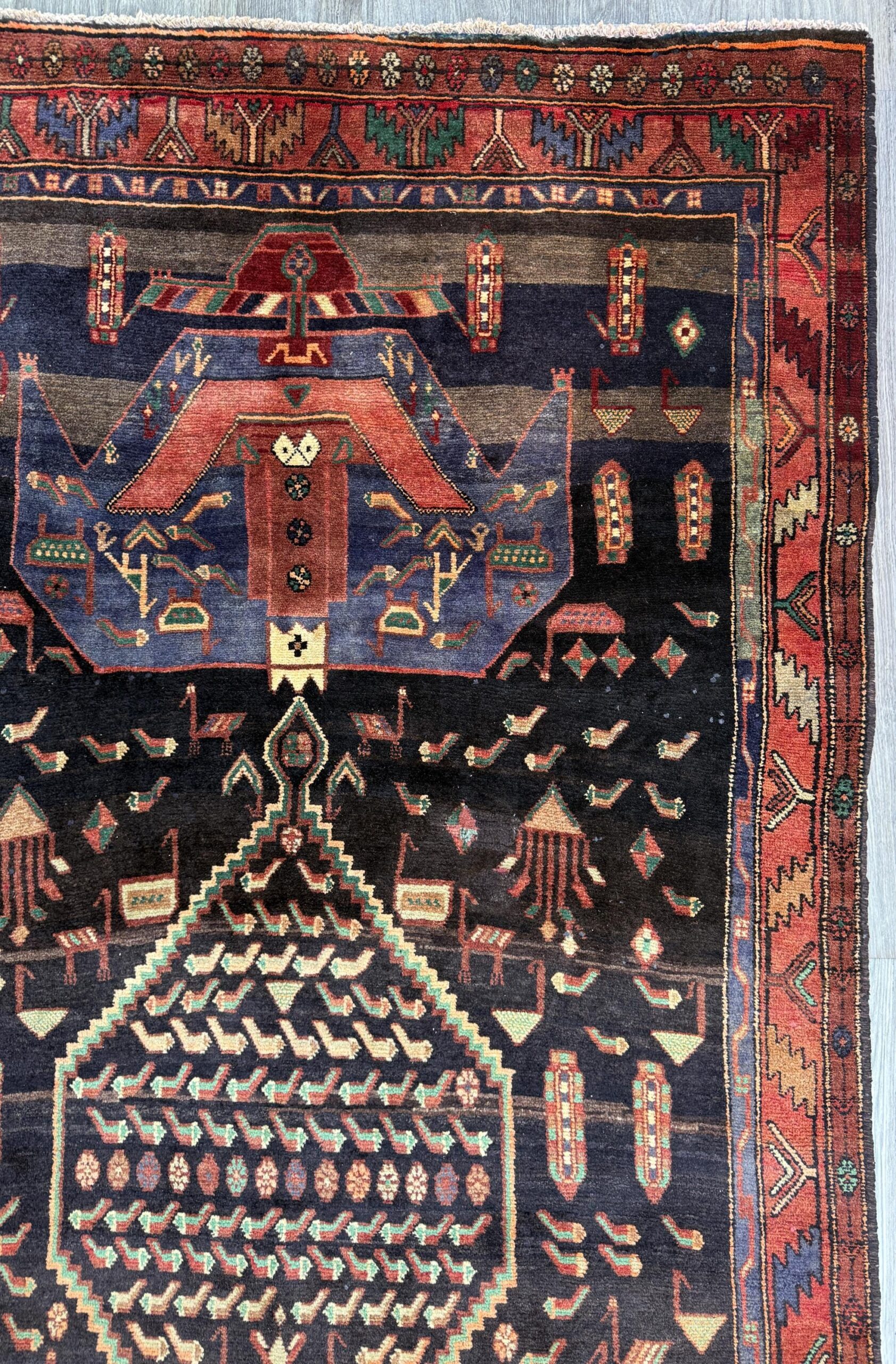 Vintage Turkish Rug 5×11 ft, Hand-Knotted Wool Anatolian Tribal Rug, Tree of Life Design