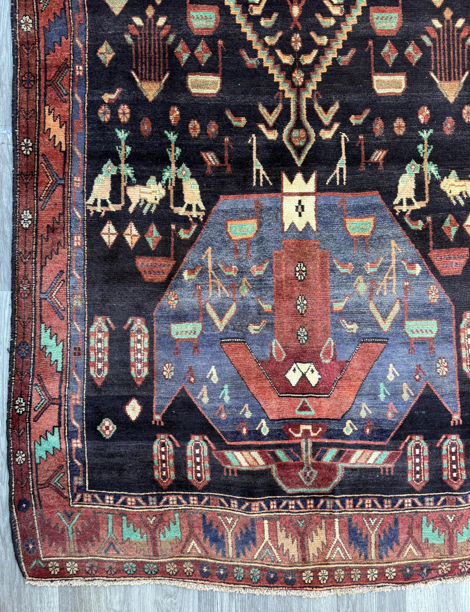 Vintage Turkish Rug 5×11 ft, Hand-Knotted Wool Anatolian Tribal Rug, Tree of Life Design