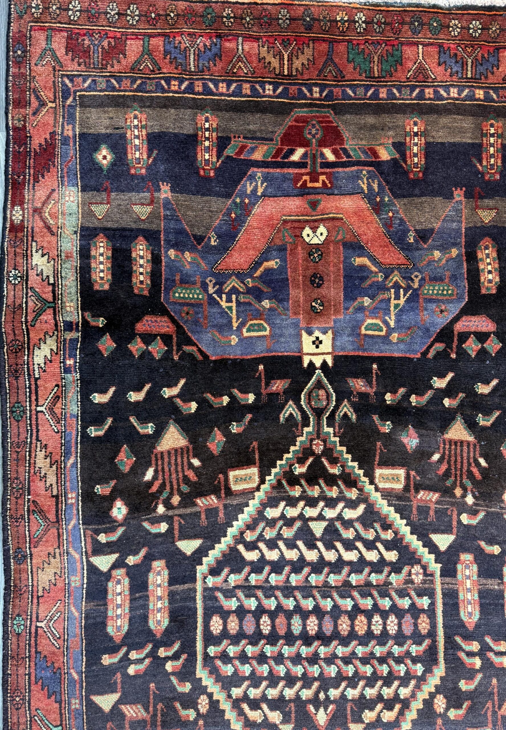 Vintage Turkish Rug 5×11 ft, Hand-Knotted Wool Anatolian Tribal Rug, Tree of Life Design