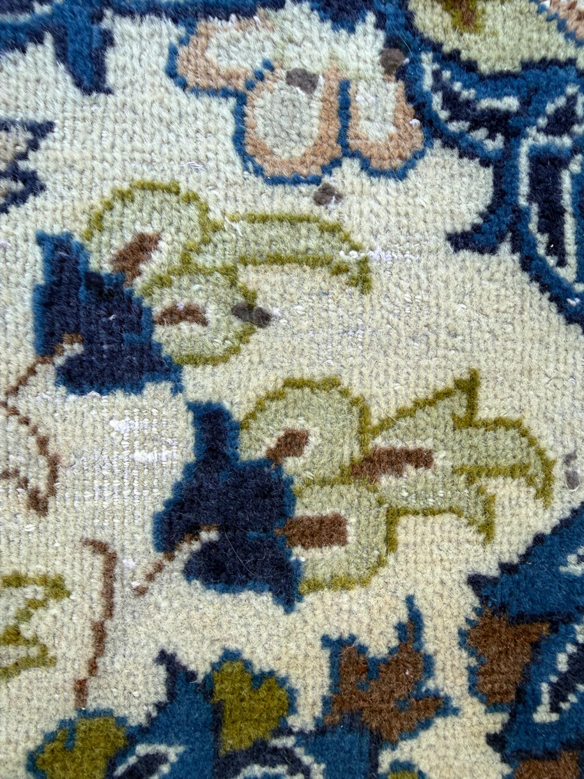 Turkish Beige Vintage Rug 6×10 ft Hand Knotted Wool Anatolian Traditional Area Rug 1970s Floral Medallion Carpet