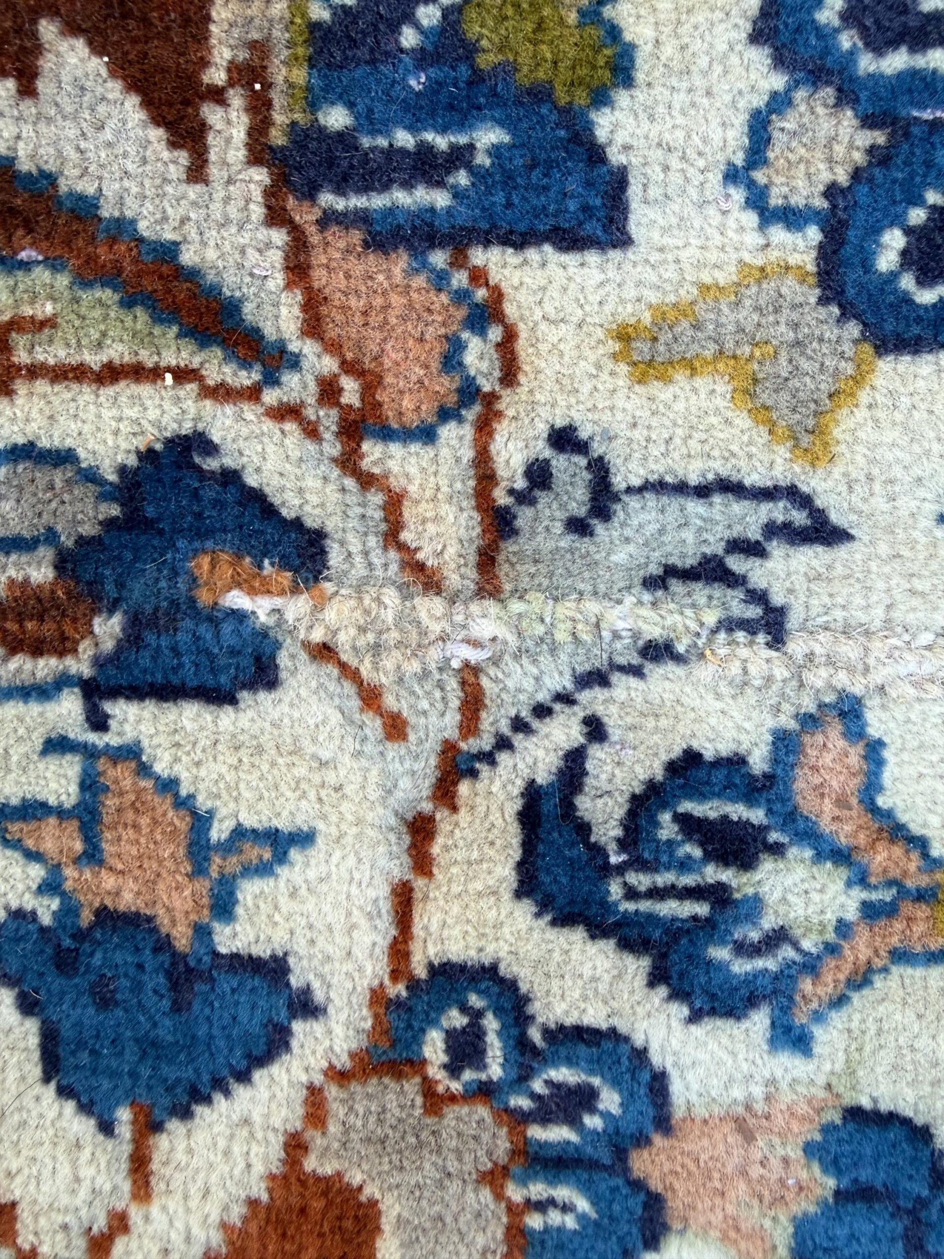 Turkish Beige Vintage Rug 6×10 ft Hand Knotted Wool Anatolian Traditional Area Rug 1970s Floral Medallion Carpet