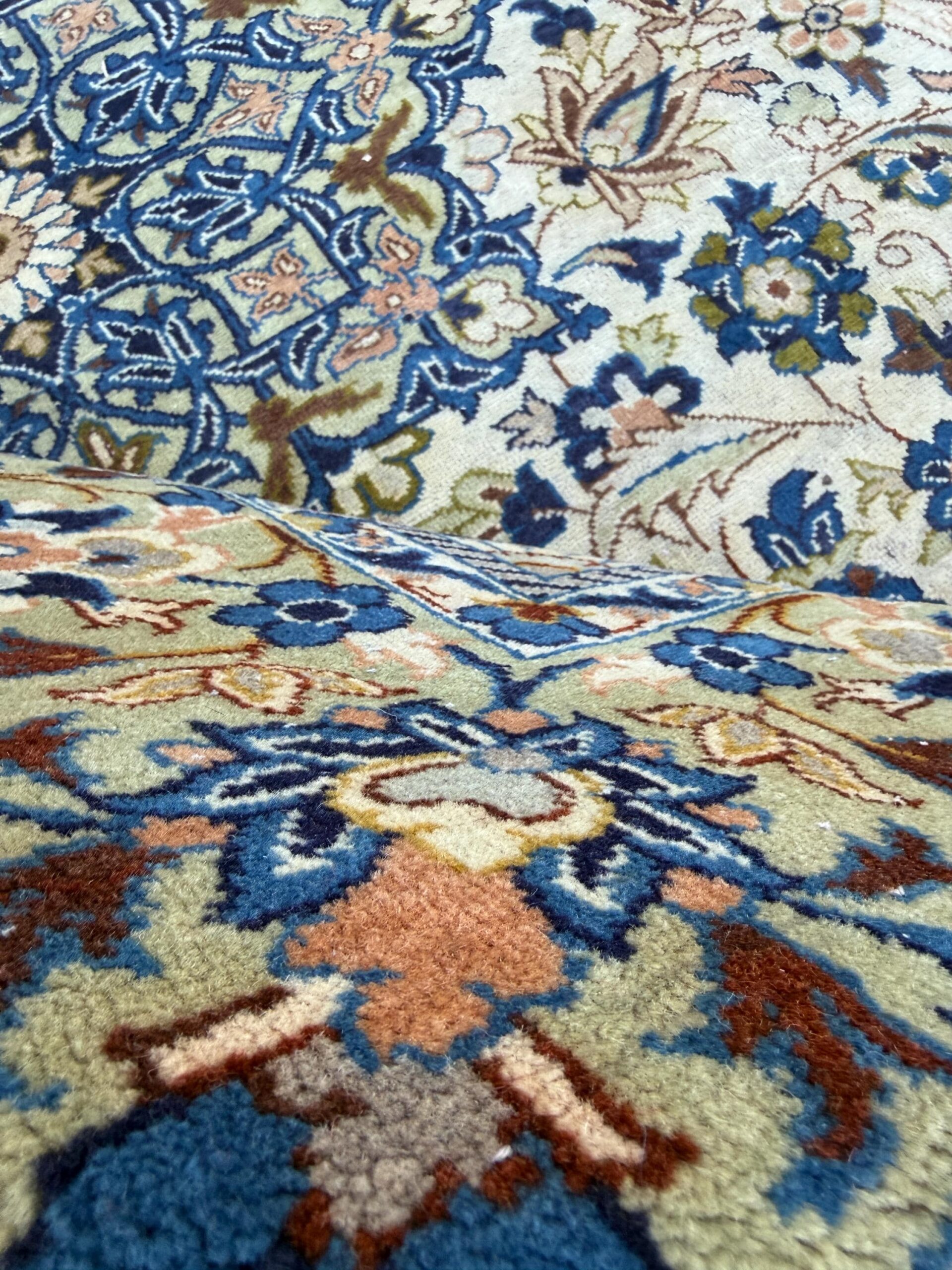 Turkish Beige Vintage Rug 6×10 ft Hand Knotted Wool Anatolian Traditional Area Rug 1970s Floral Medallion Carpet