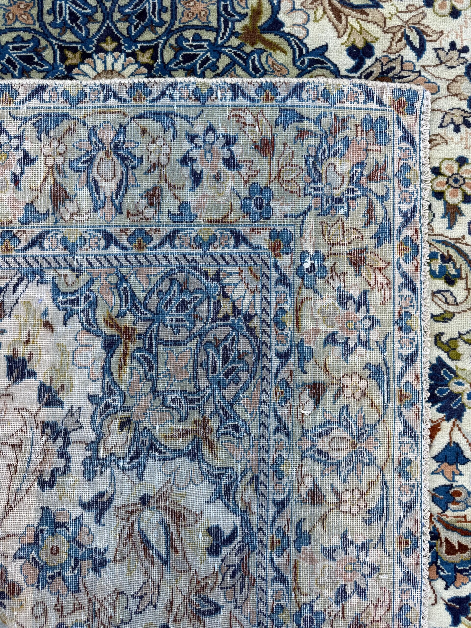 Turkish Beige Vintage Rug 6×10 ft Hand Knotted Wool Anatolian Traditional Area Rug 1970s Floral Medallion Carpet