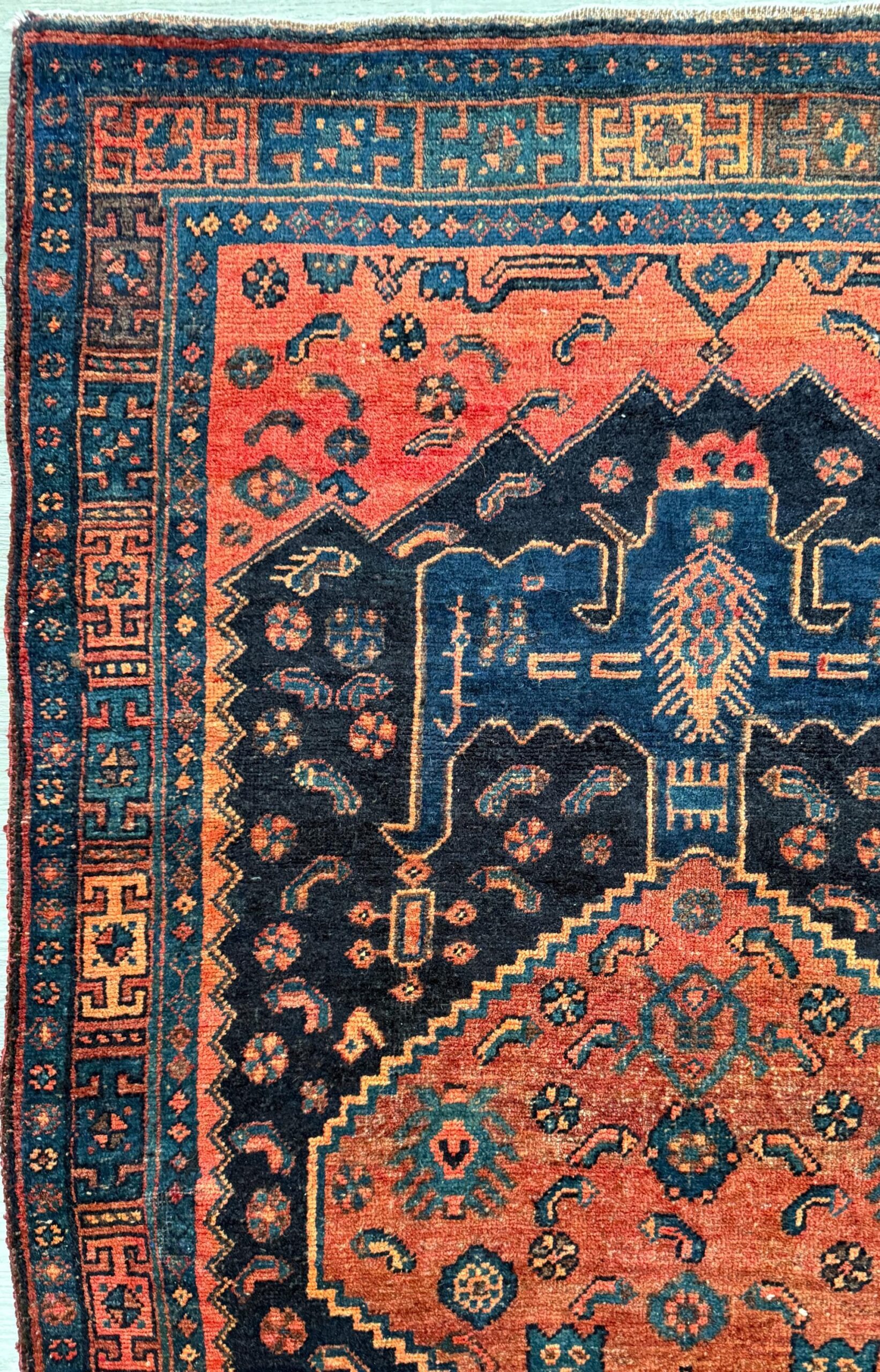 Vintage Turkish Rug 4×7 ft Hand Knotted Authentic Wool Anatolian Geometric Area Rug 1960s Tribal Medallion Carpet