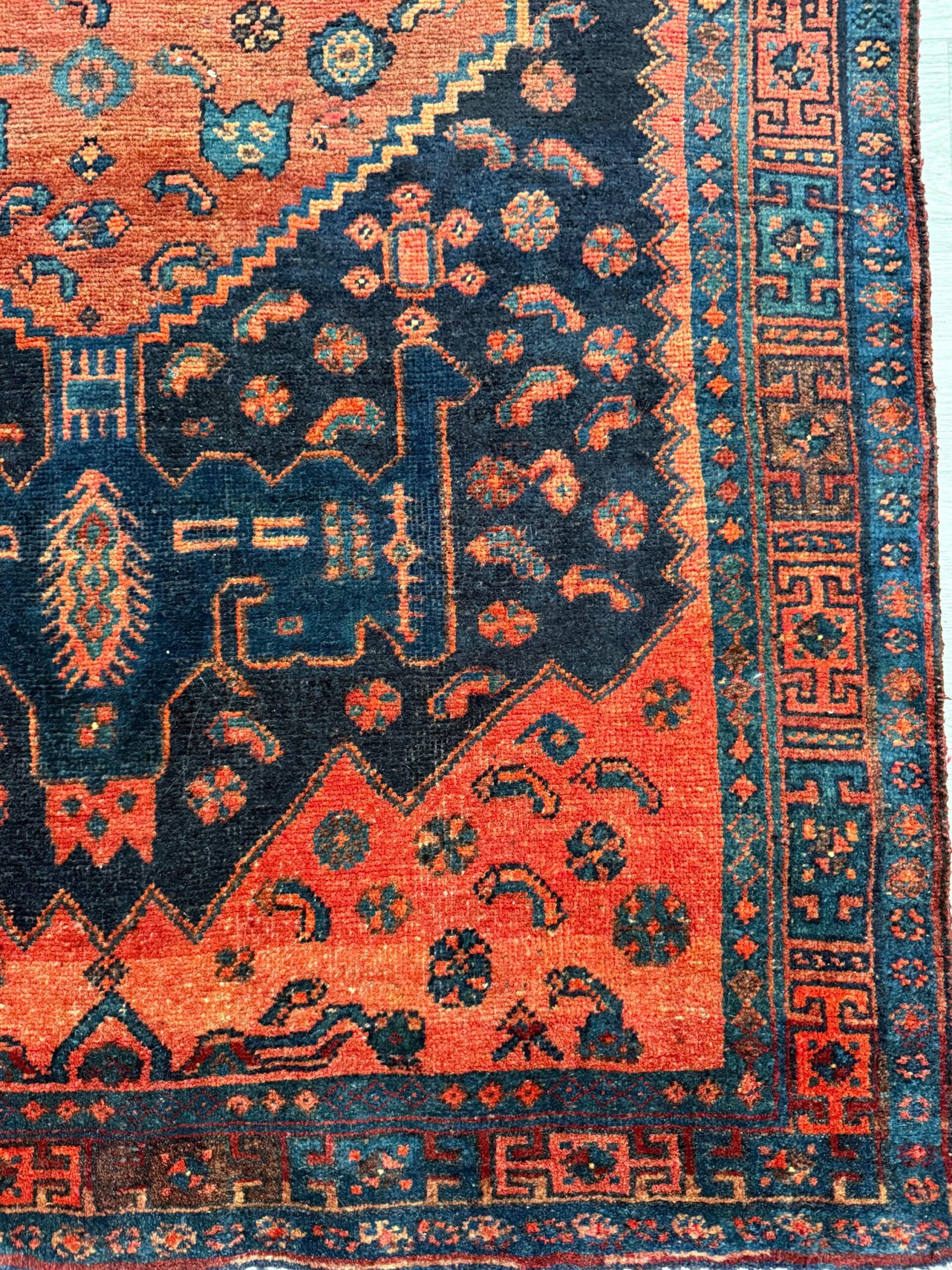 Vintage Turkish Rug 4×7 ft Hand Knotted Authentic Wool Anatolian Geometric Area Rug 1960s Tribal Medallion Carpet
