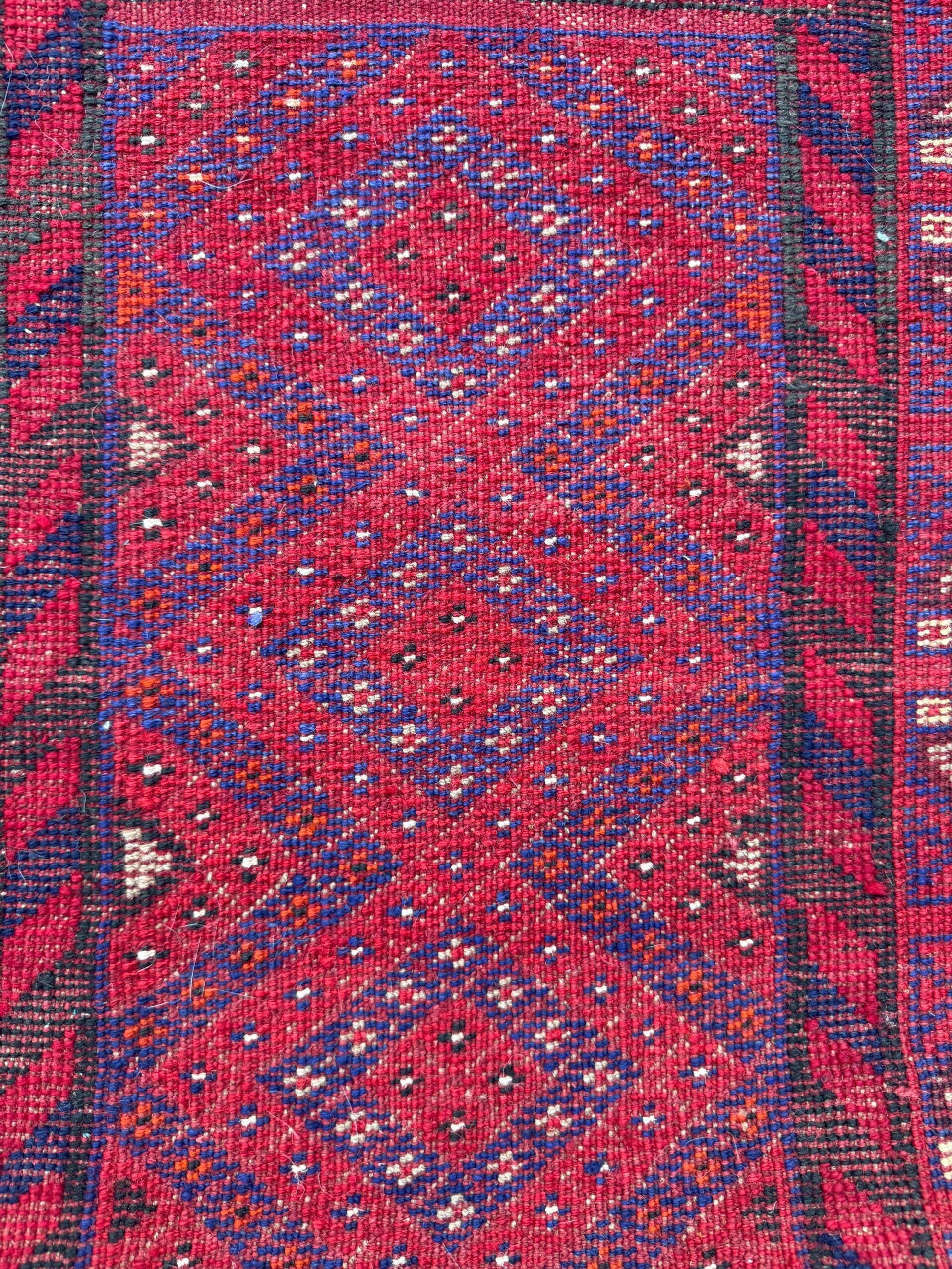 Vintage Turkish Runner Rug 2×8 ft Hand Knotted Geometric Anatolian Rug 1980s