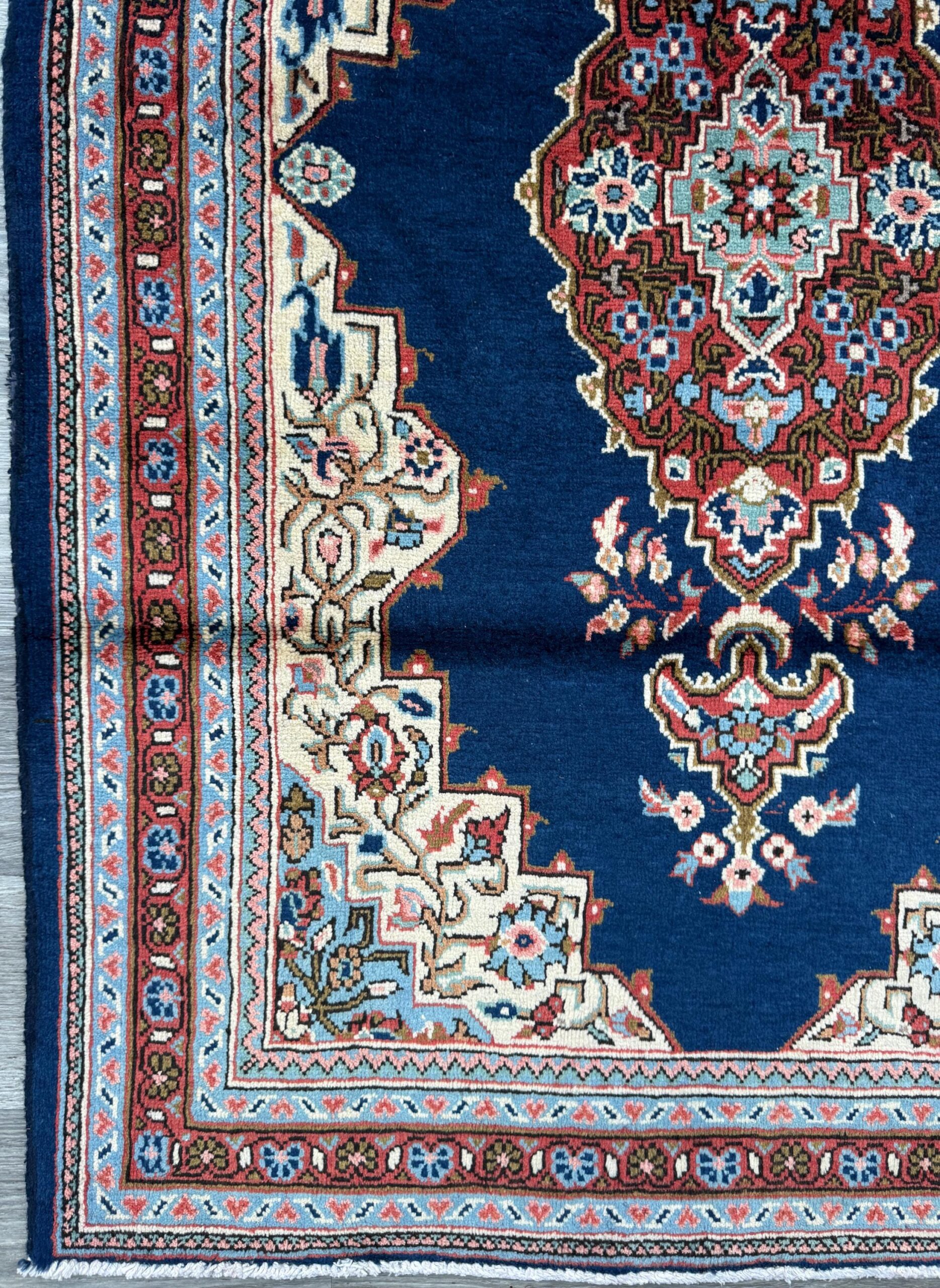 Vintage Turkish Rug 3.8×8 ft Hand Knotted Anatolian Village Medallion Runner 1970s