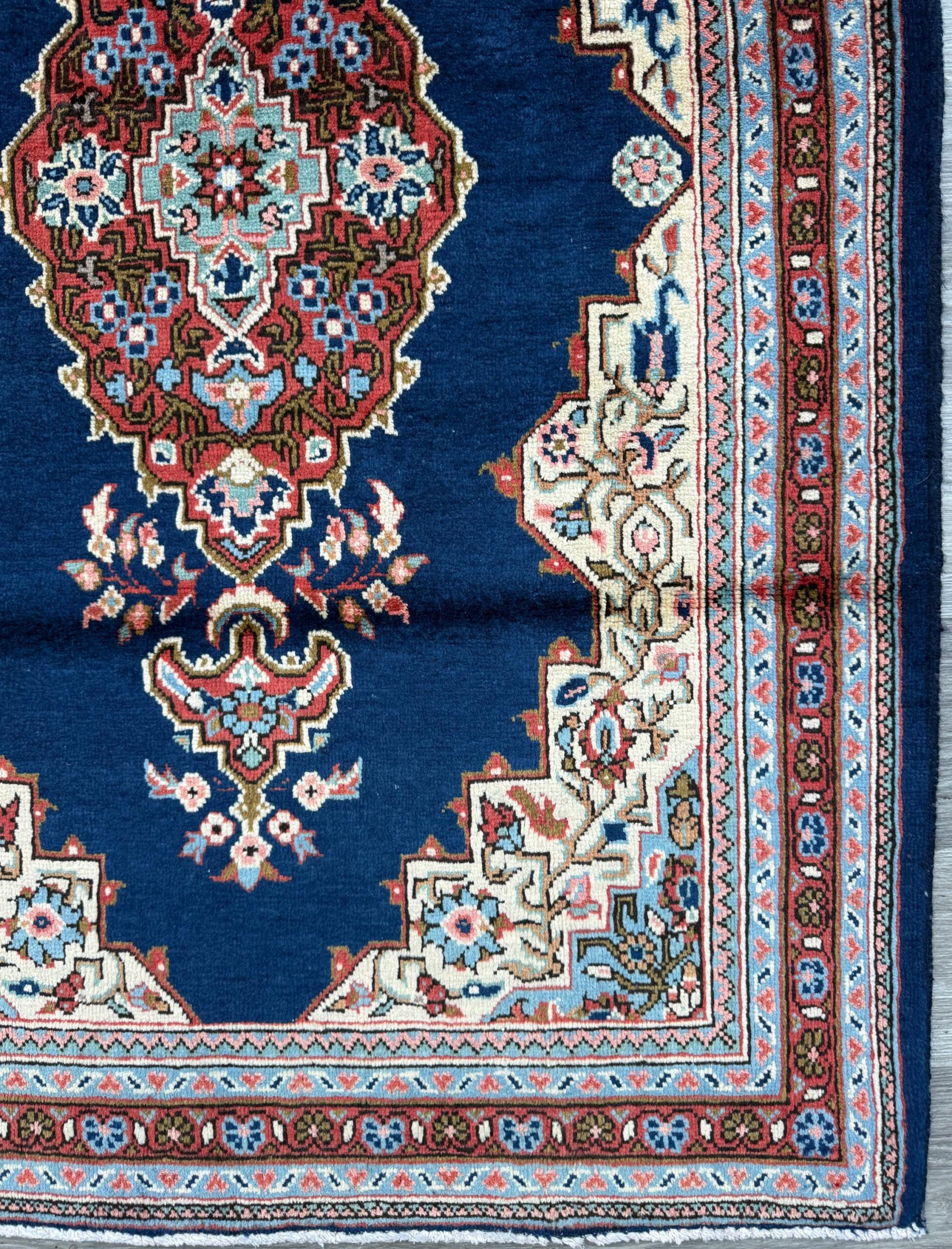 Vintage Turkish Rug 3.8×8 ft Hand Knotted Anatolian Village Medallion Runner 1970s