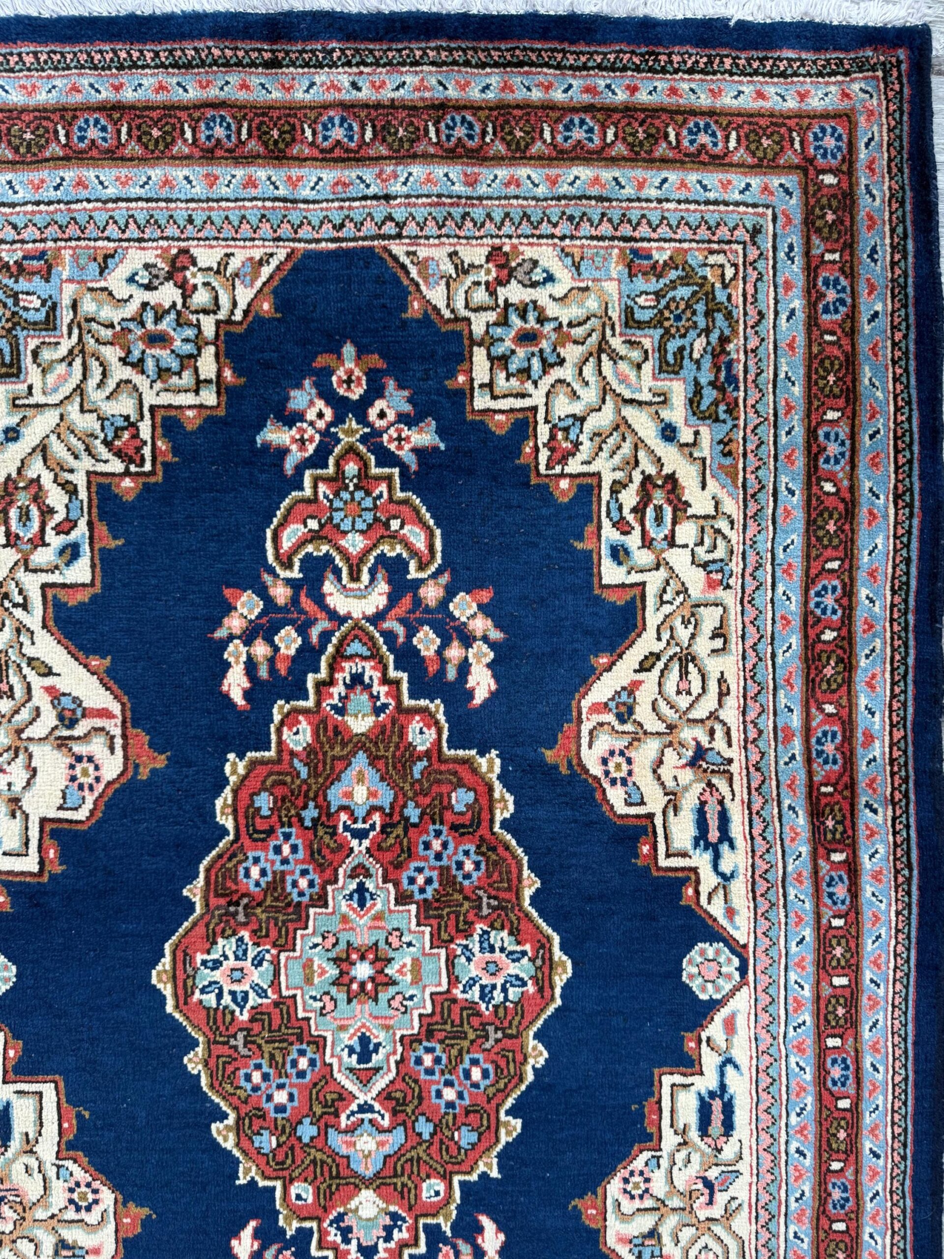 Vintage Turkish Rug 3.8×8 ft Hand Knotted Anatolian Village Medallion Runner 1970s