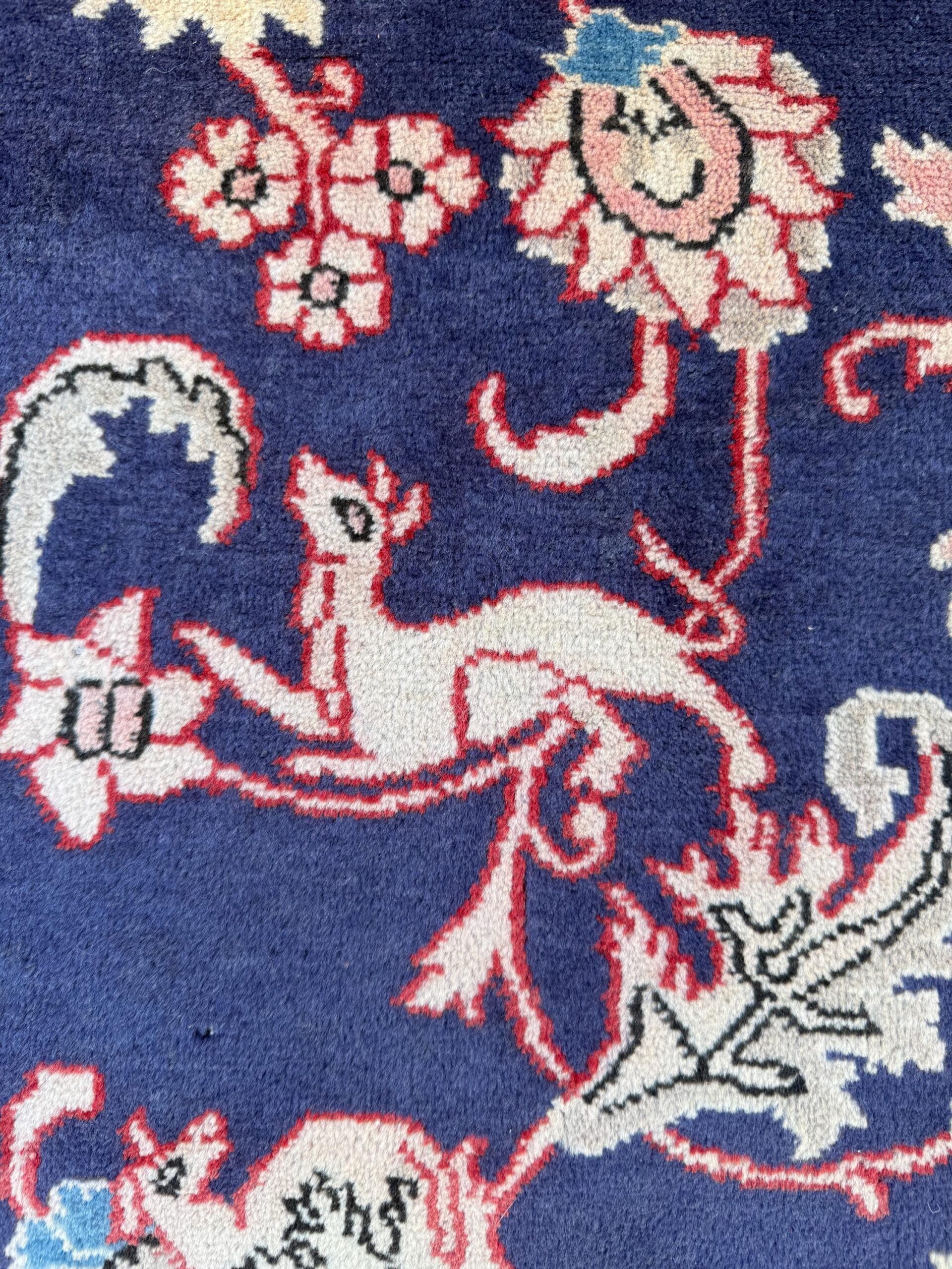 Vintage Turkish Pictorial Tree of Life Rug 3×6 ft Hand Knotted Wool Anatolian Bohemian Area Rug 1970s