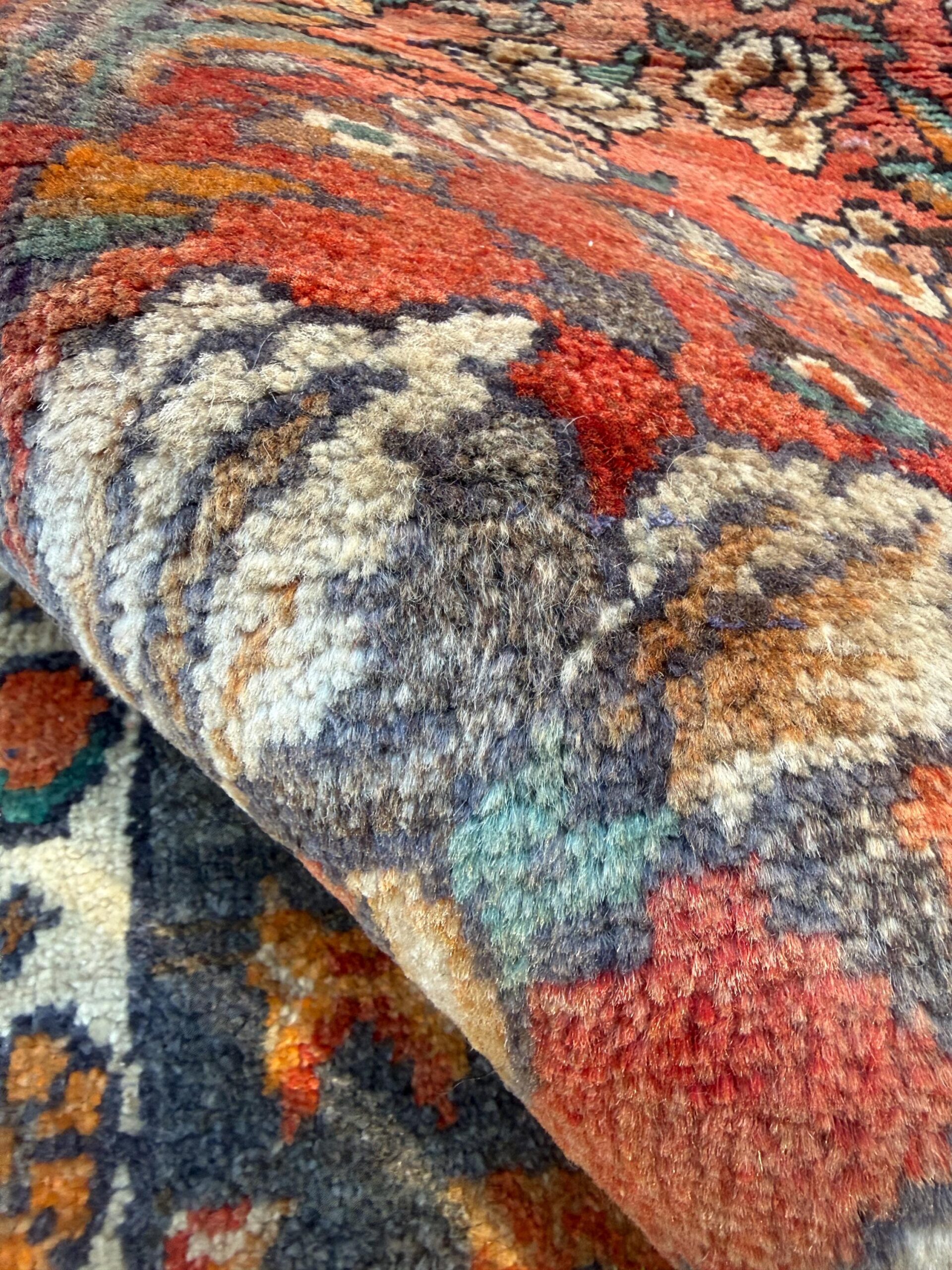 Vintage Turkish Rug 4×6 ft, Hand-Knotted Wool Floral Area Rug, Signed