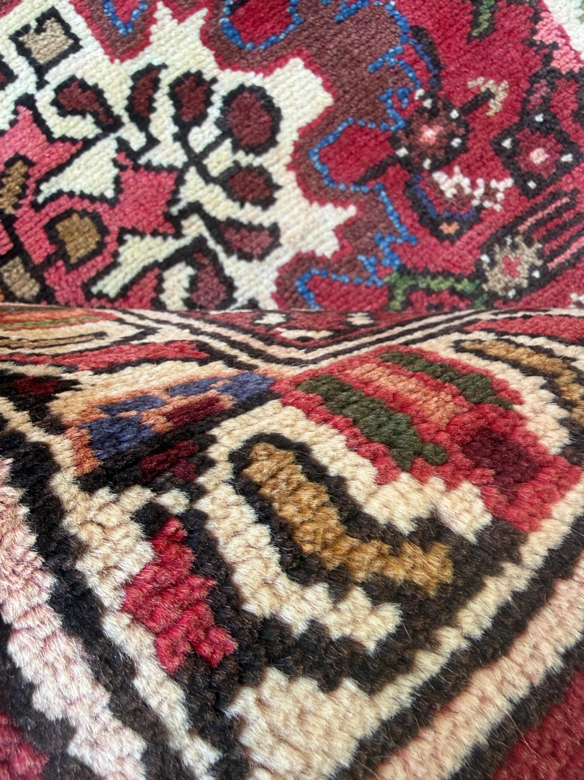 Vintage Turkish Rug 3×5 ft Hand Knotted Wool Anatolian Geometric Tribal Area Rug 1980s