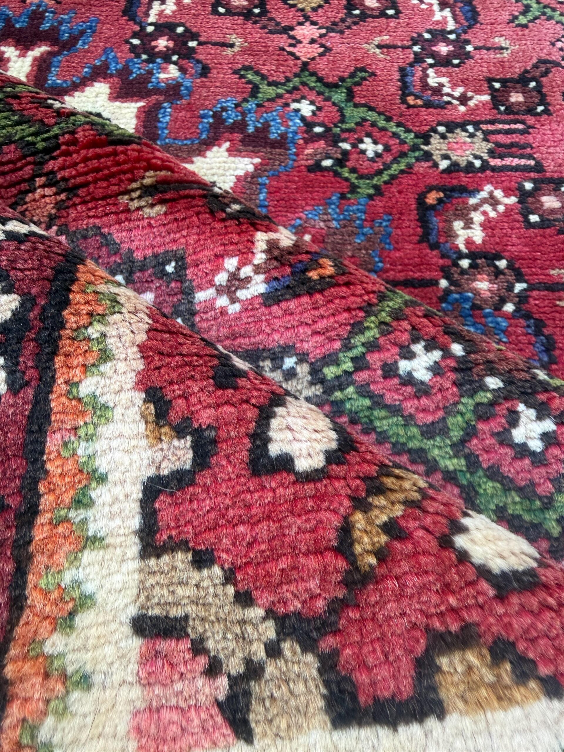 Vintage Turkish Rug 3×5 ft Hand Knotted Wool Anatolian Geometric Tribal Area Rug 1980s