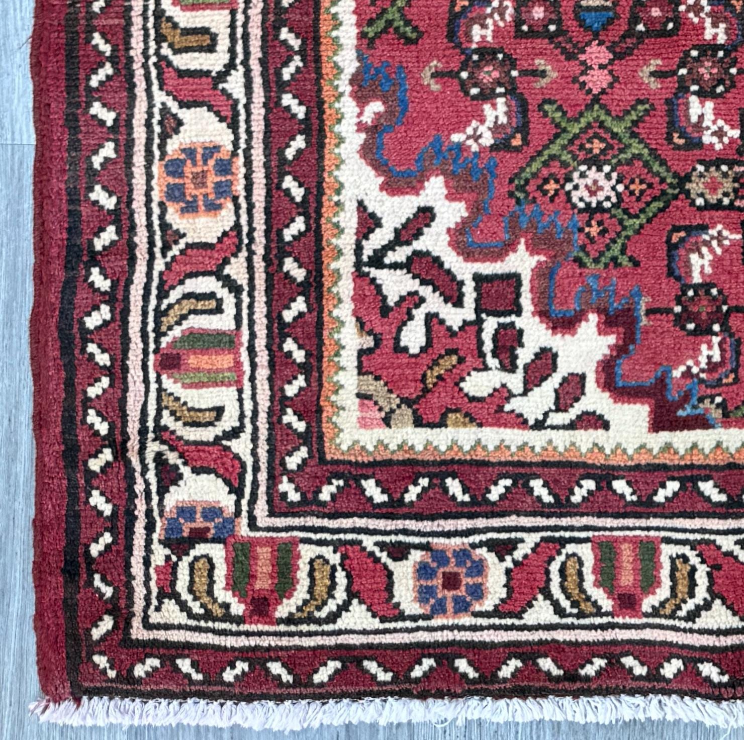 Vintage Turkish Rug 3×5 ft Hand Knotted Wool Anatolian Geometric Tribal Area Rug 1980s