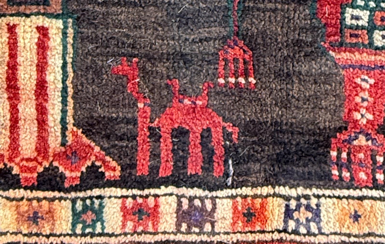 Vintage Turkish Tribal Rug 4×7 ft Hand Knotted Wool Anatolian Geometric Area Rug 1980s
