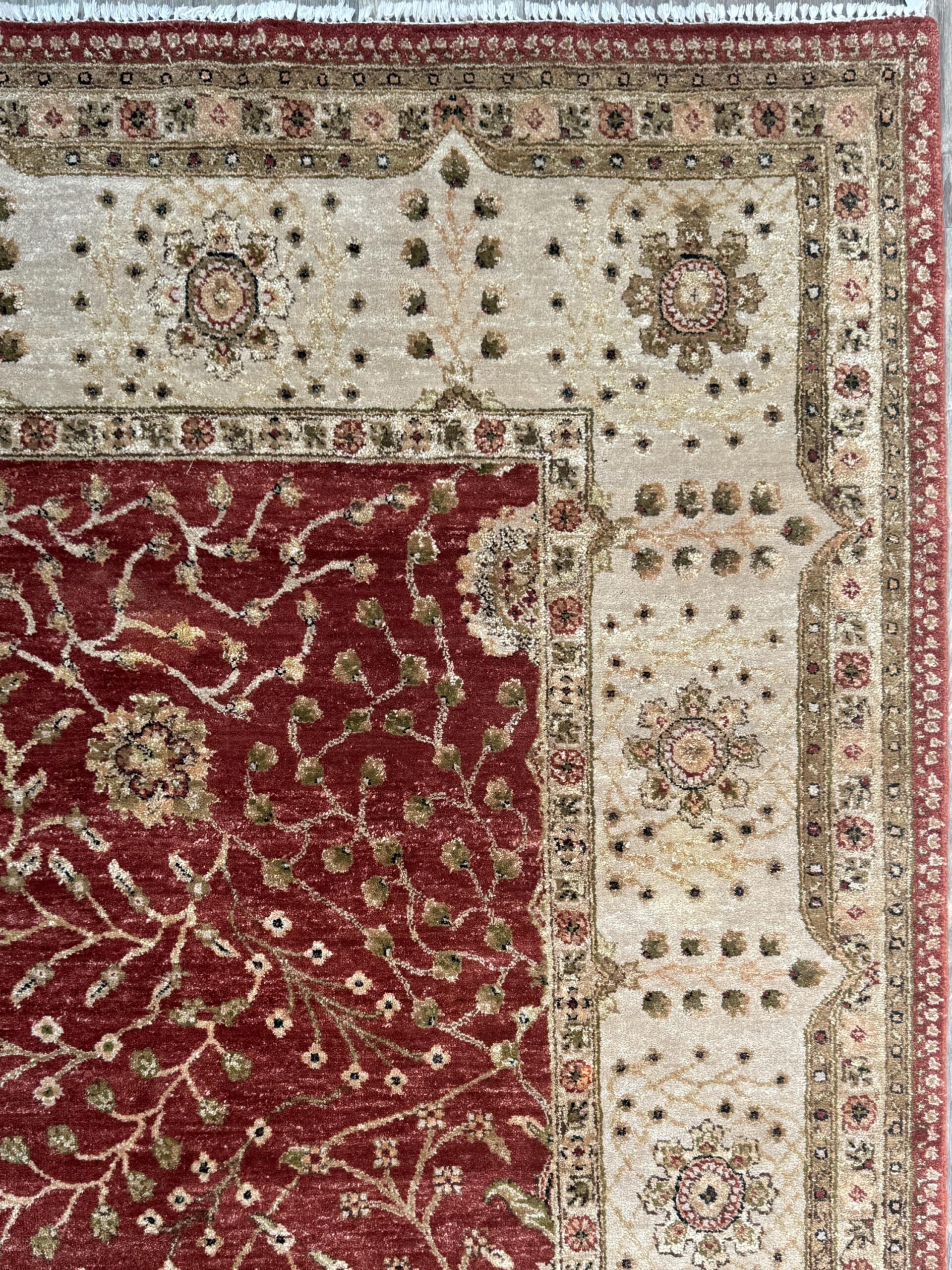 Vintage Oushak Rug 8×11 ft Hand Knotted Wool Large Turkish Area Rug 1980s