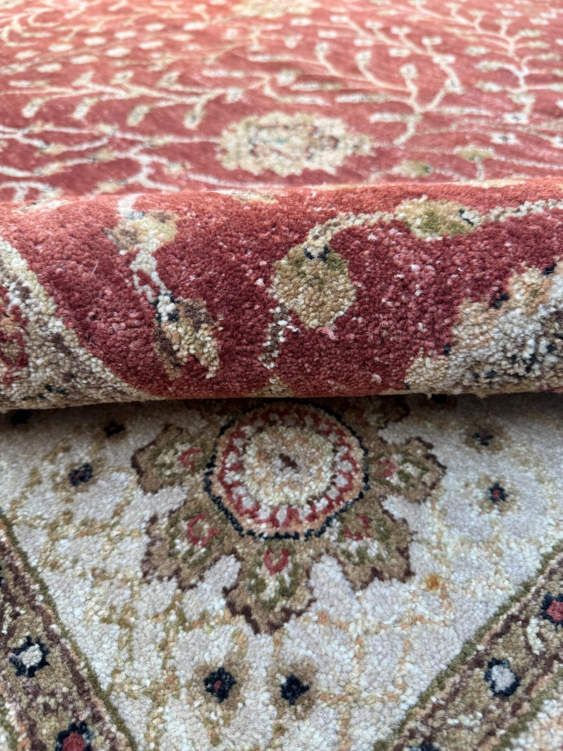 Vintage Oushak Rug 8×11 ft Hand Knotted Wool Large Turkish Area Rug 1980s