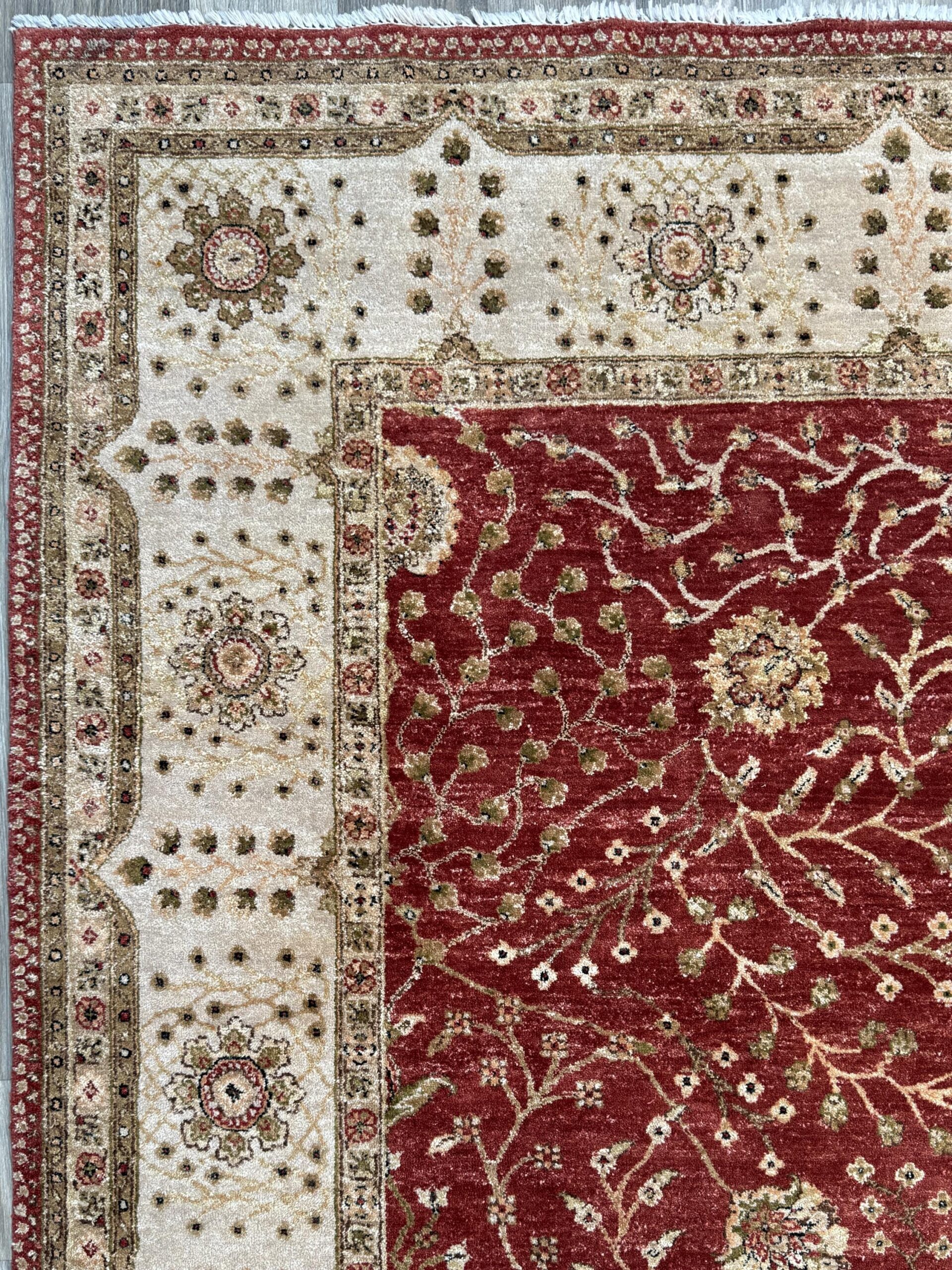 Vintage Oushak Rug 8×11 ft Hand Knotted Wool Large Turkish Area Rug 1980s