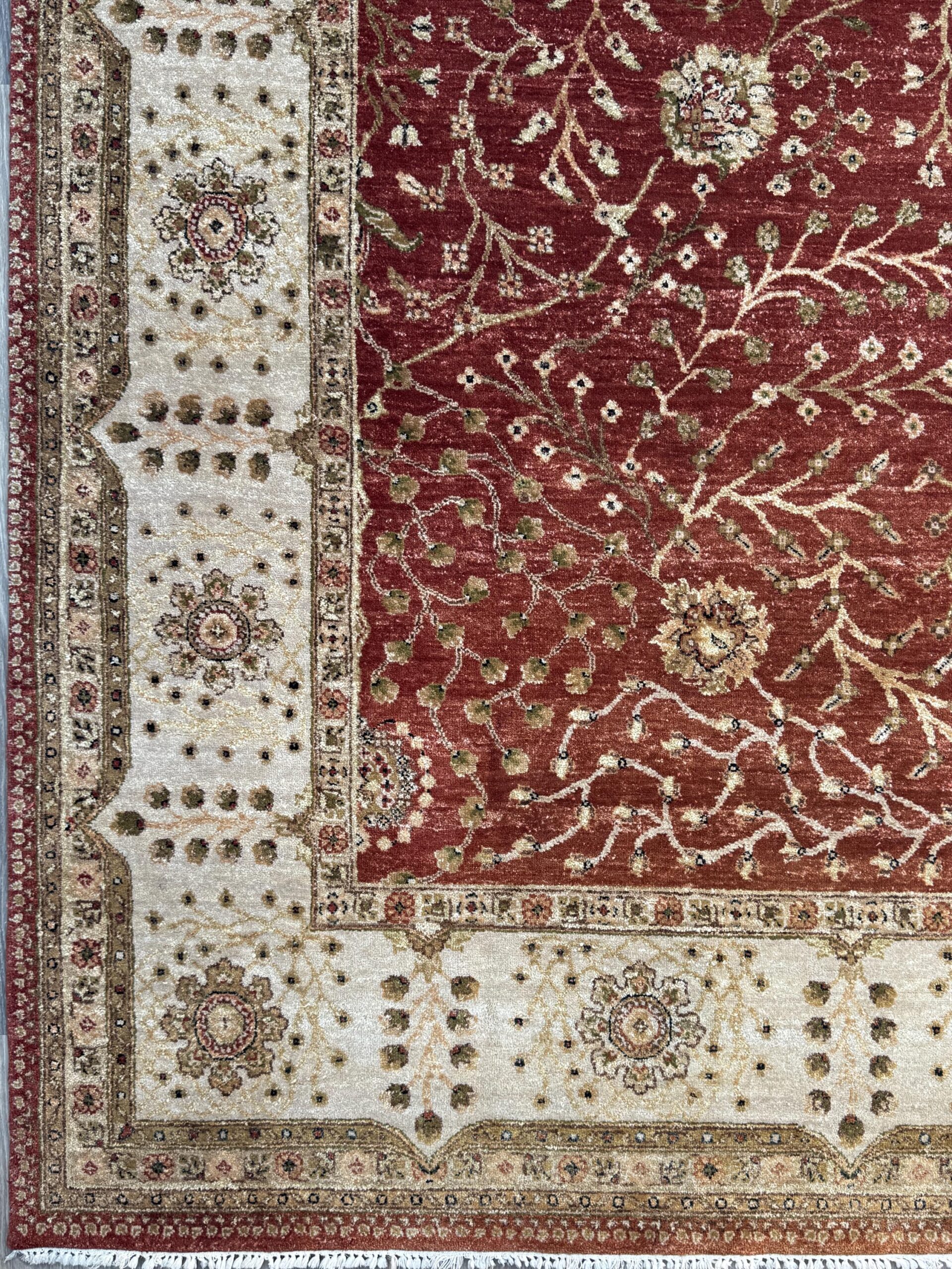 Vintage Oushak Rug 8×11 ft Hand Knotted Wool Large Turkish Area Rug 1980s