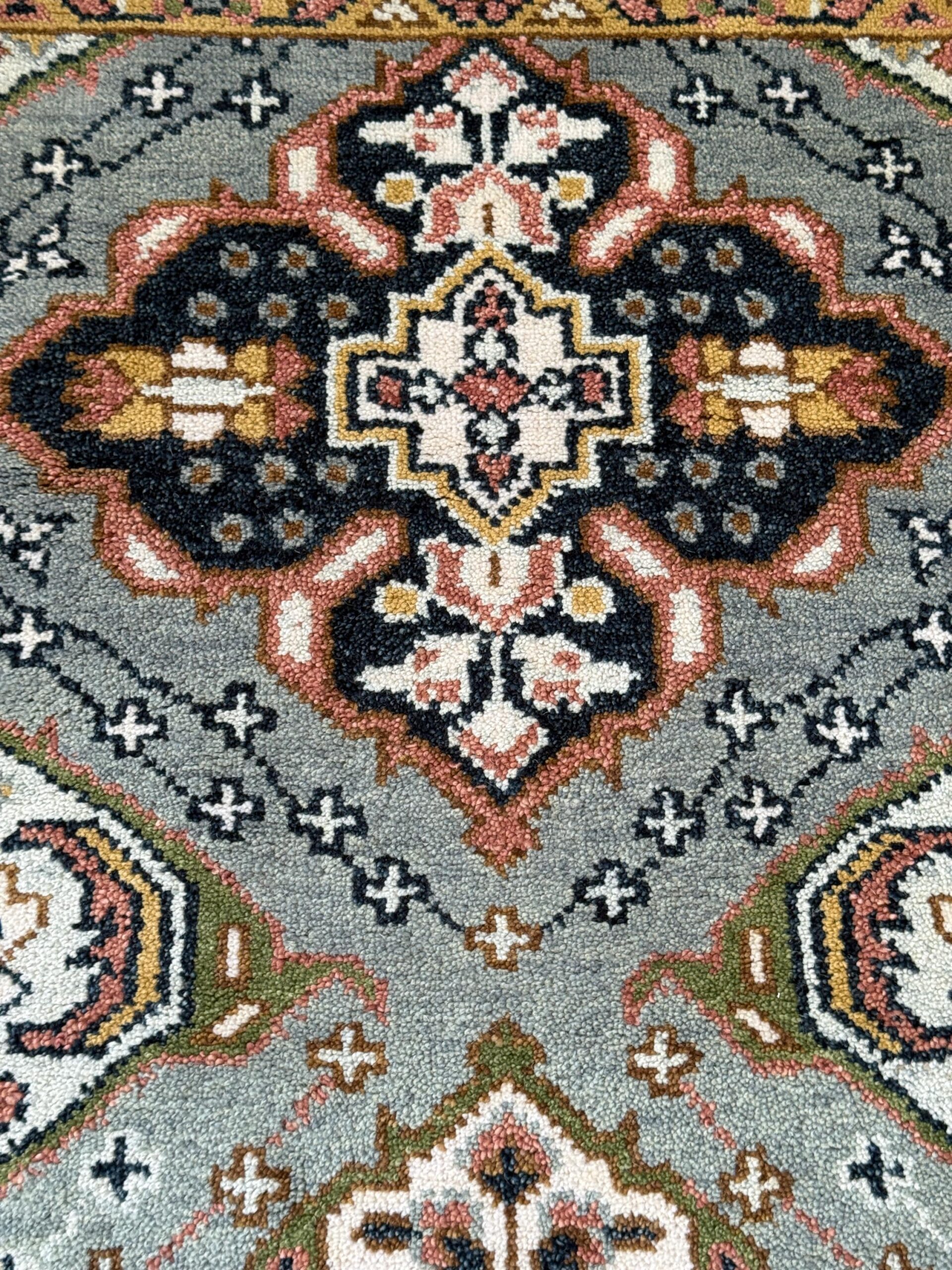 Turkish Oushak Rug 2.6×10.4 ft Handmade Multicolored Wool Runner Modern Bohemian Area Rug